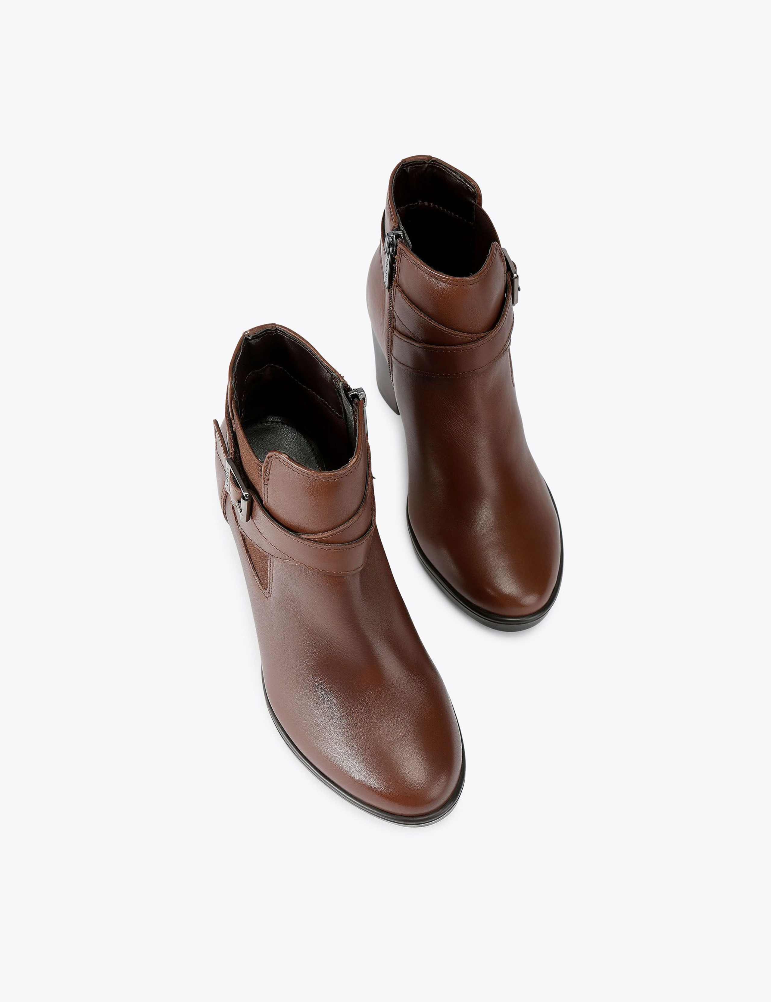 Wide Fit Leather Block Heel Ankle Boots 3 of 4