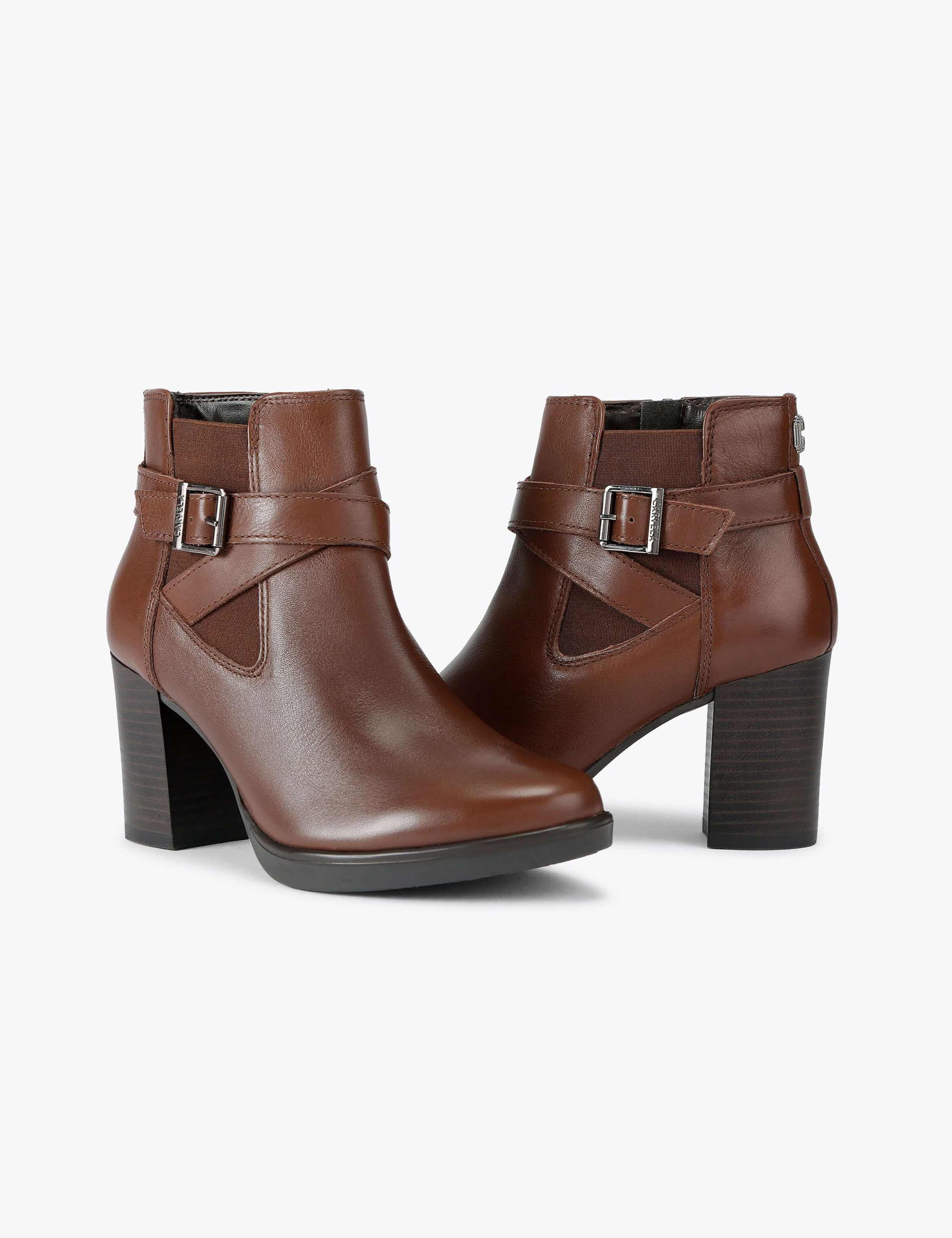 Wide Fit Leather Block Heel Ankle Boots 4 of 4