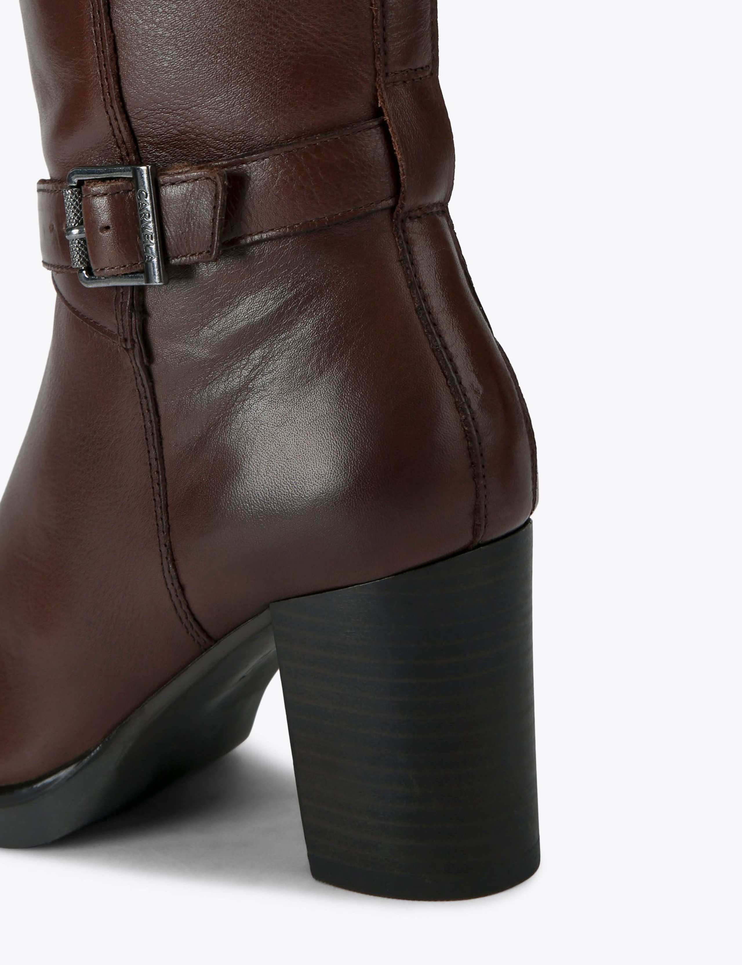 Wide Fit Leather Block Heel Knee High Boots 3 of 5