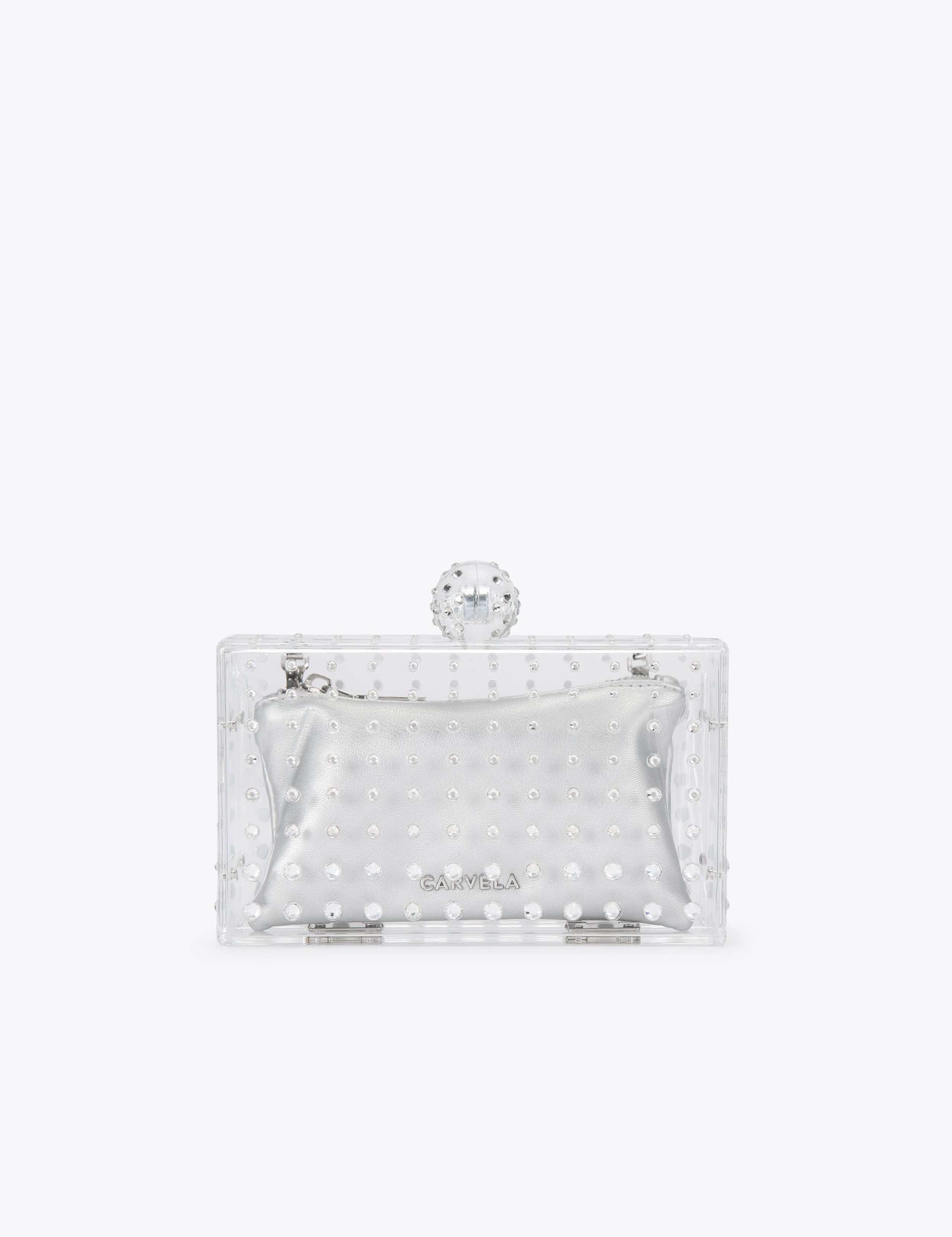 Metallic Diamante Chain Strap Clutch Bag 1 of 4