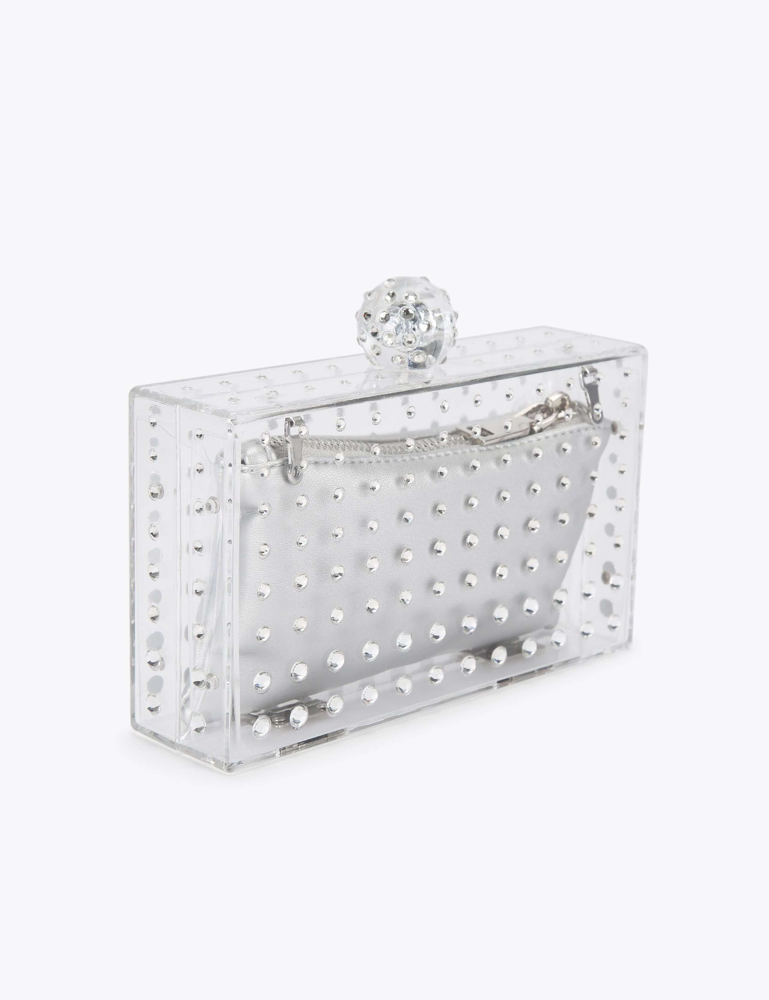 Metallic Diamante Chain Strap Clutch Bag 2 of 4