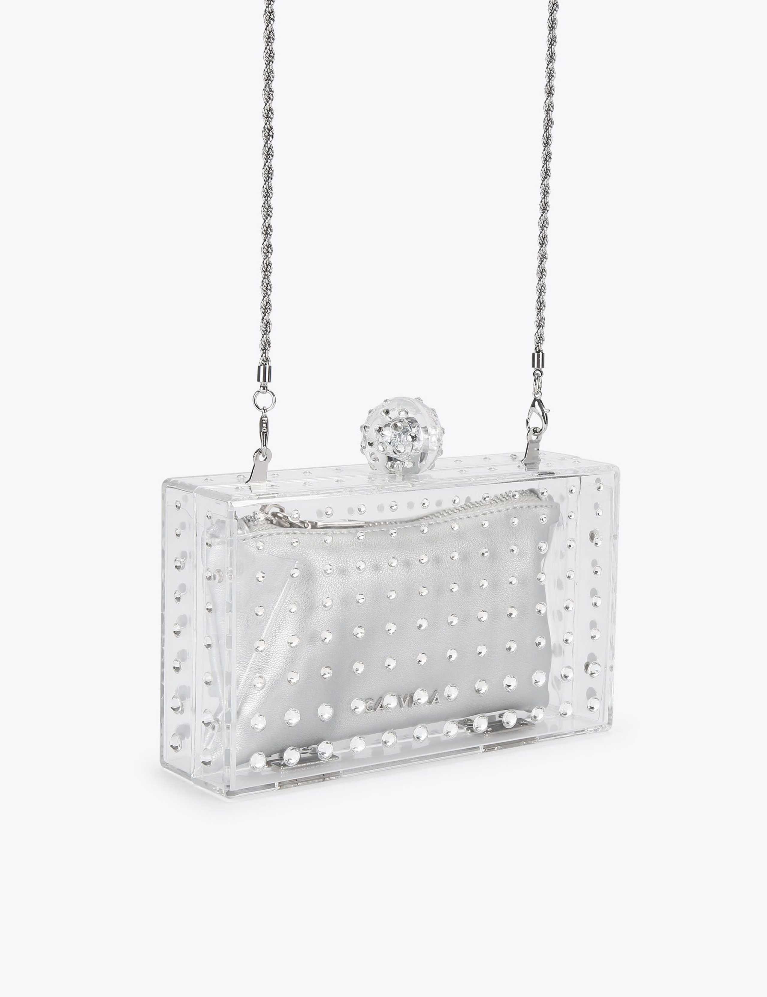 Metallic Diamante Chain Strap Clutch Bag 3 of 4