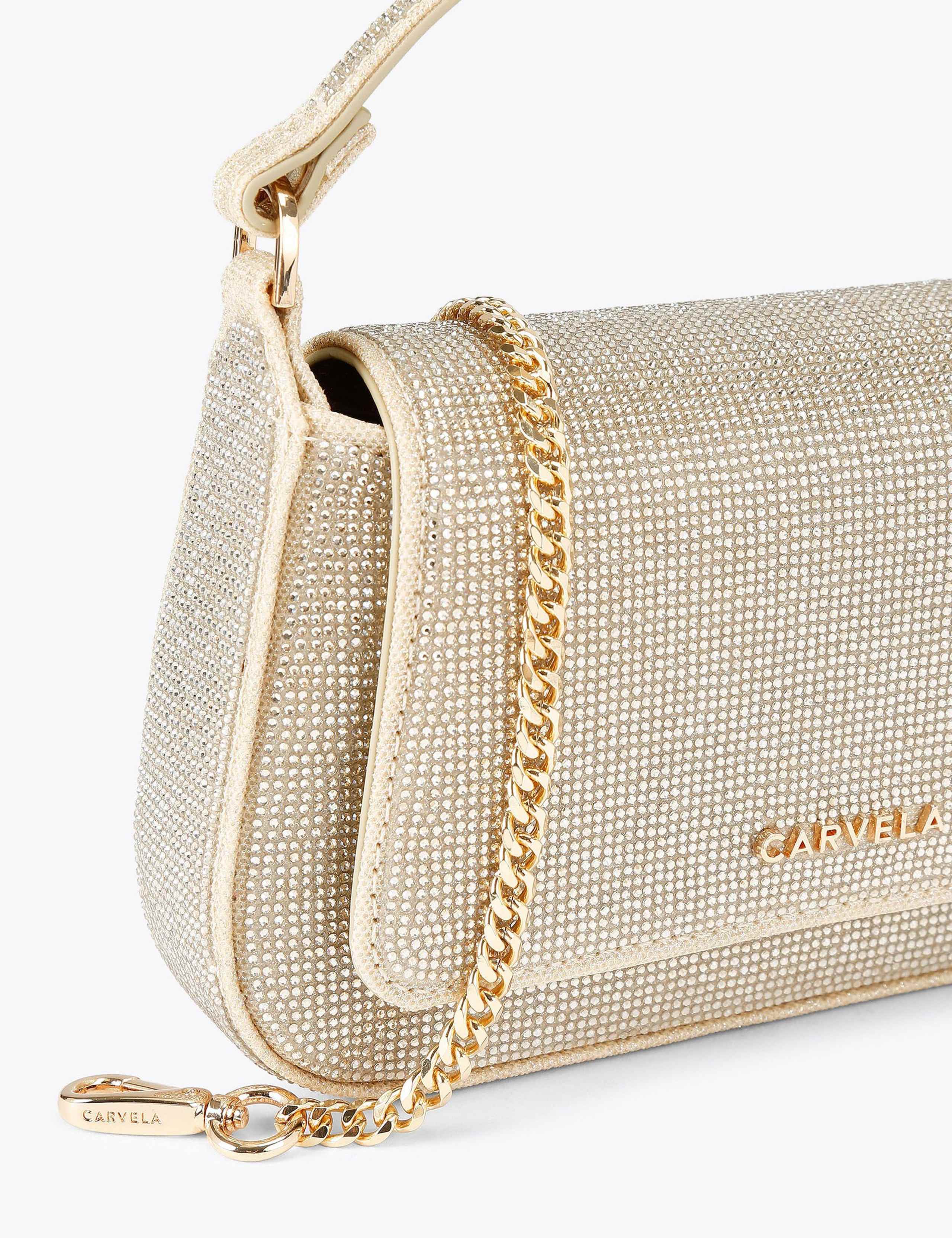 Metallic Chain Strap Top Handle Clutch Bag 5 of 6