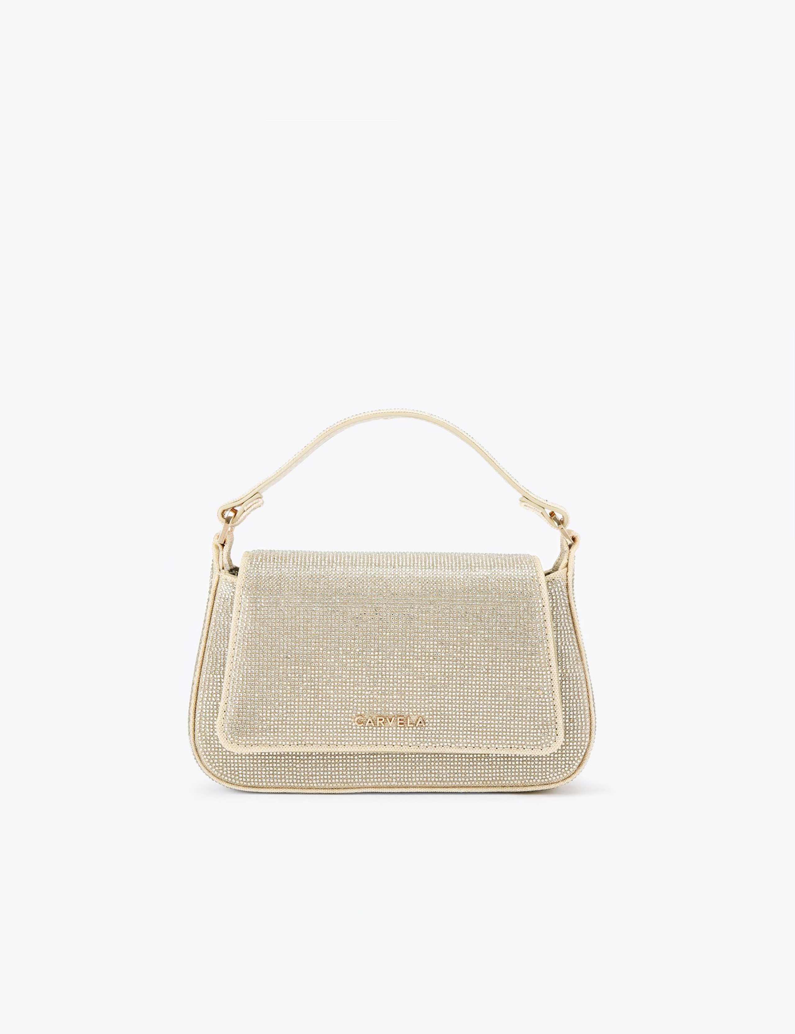 Metallic Chain Strap Top Handle Clutch Bag 2 of 6