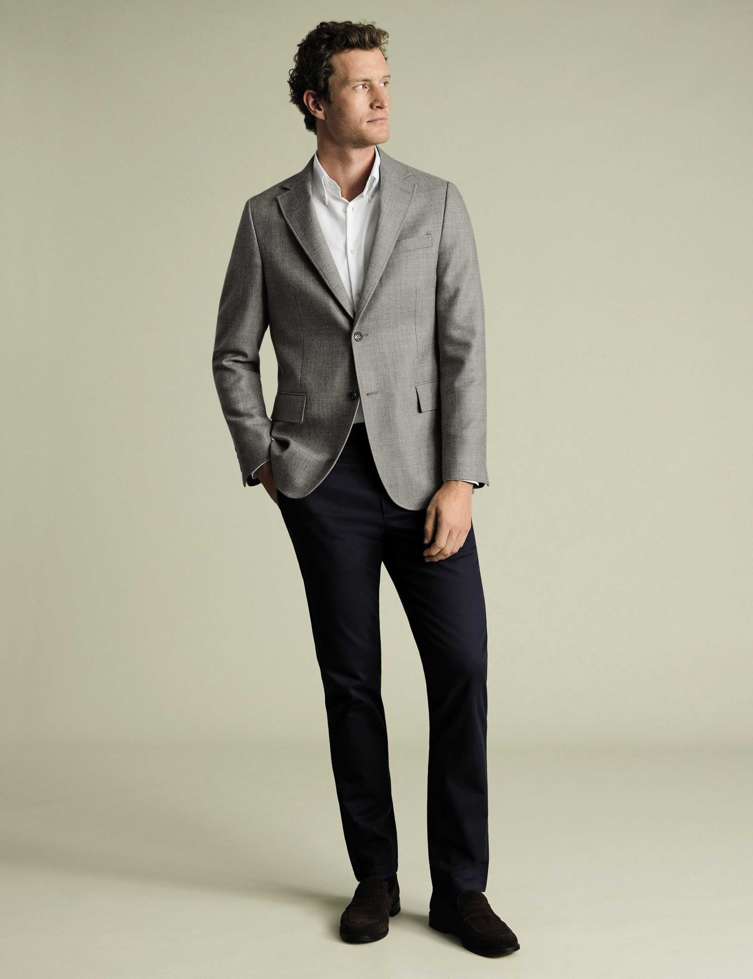 Slim Fit Pure Wool Twill Textured Jacket 1 of 5