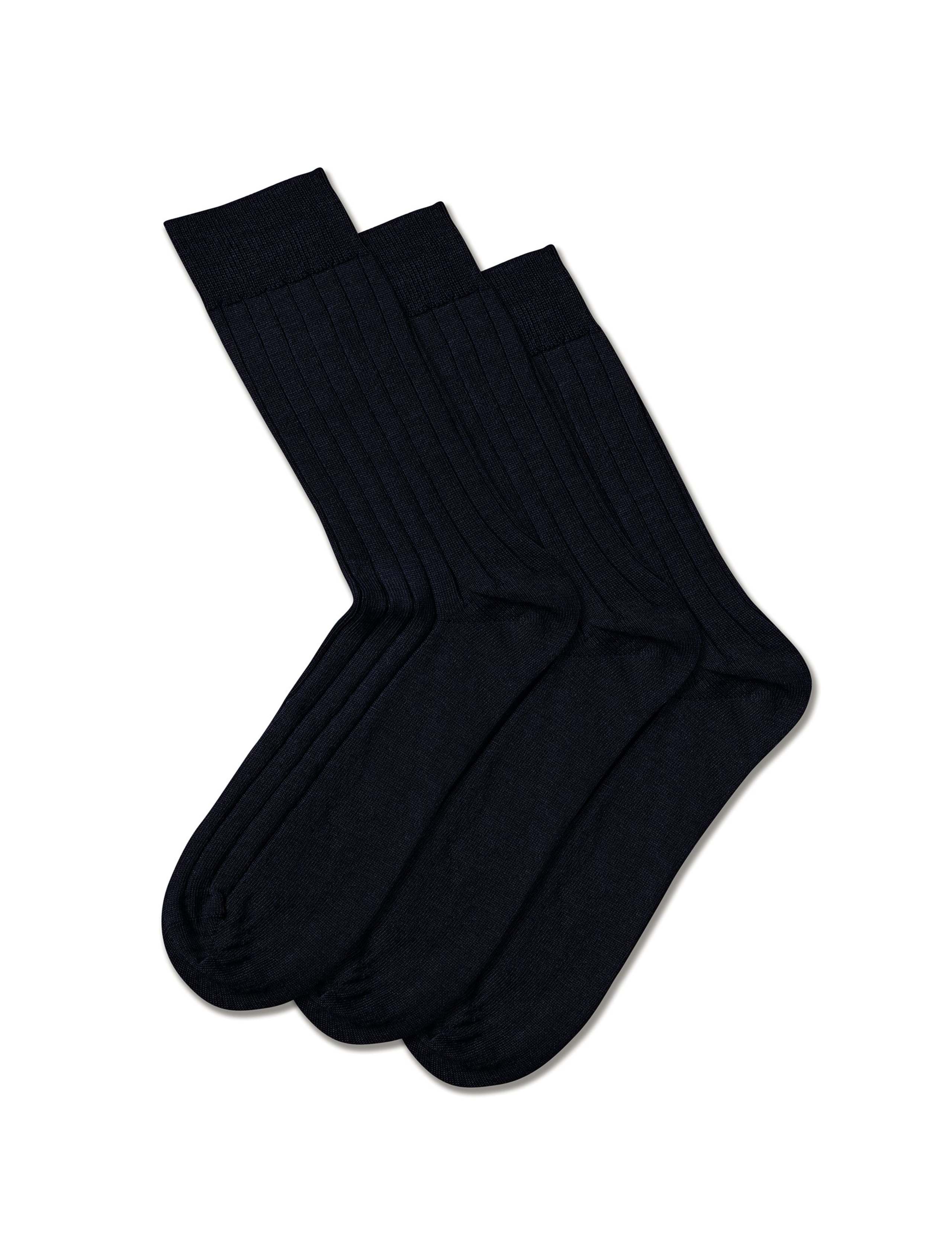 3 Pack Merino Wool Rich Ribbed Socks 1 of 1