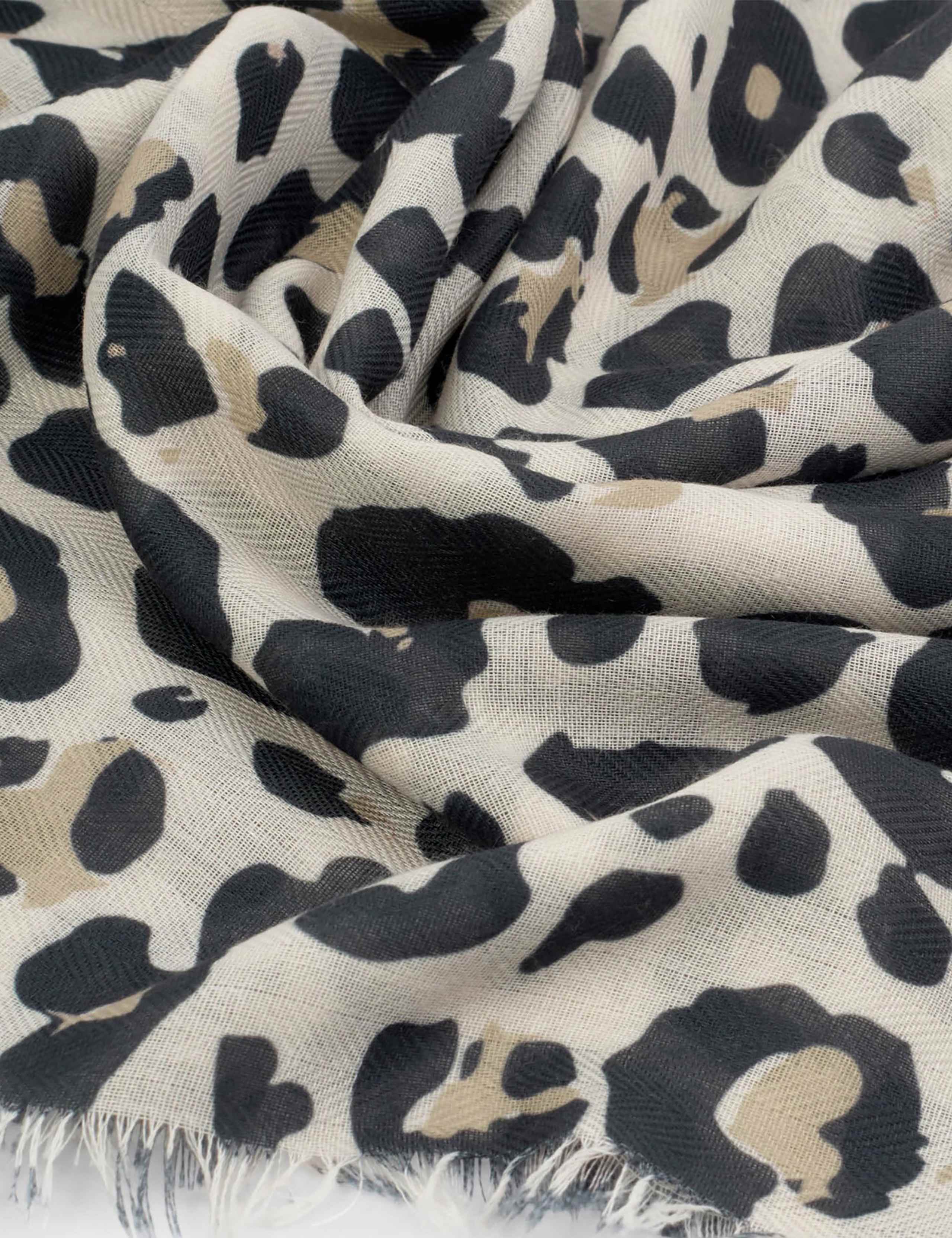 Animal Print Fringed Scarf 2 of 5