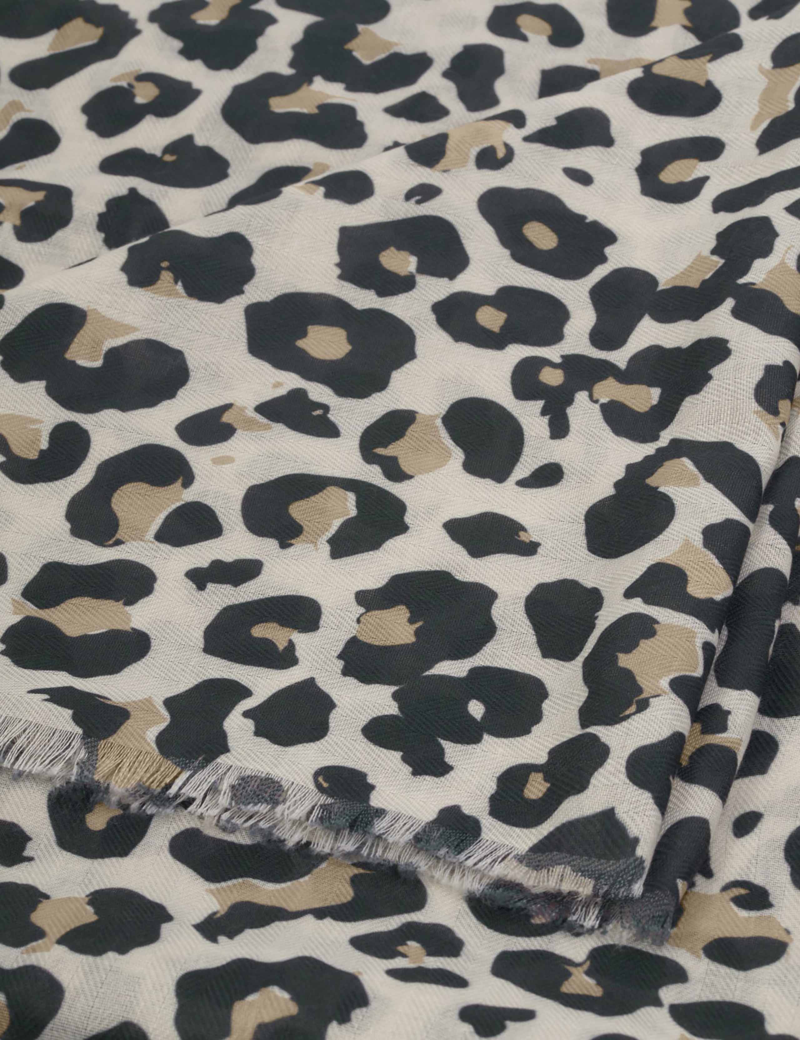 Animal Print Fringed Scarf 4 of 5