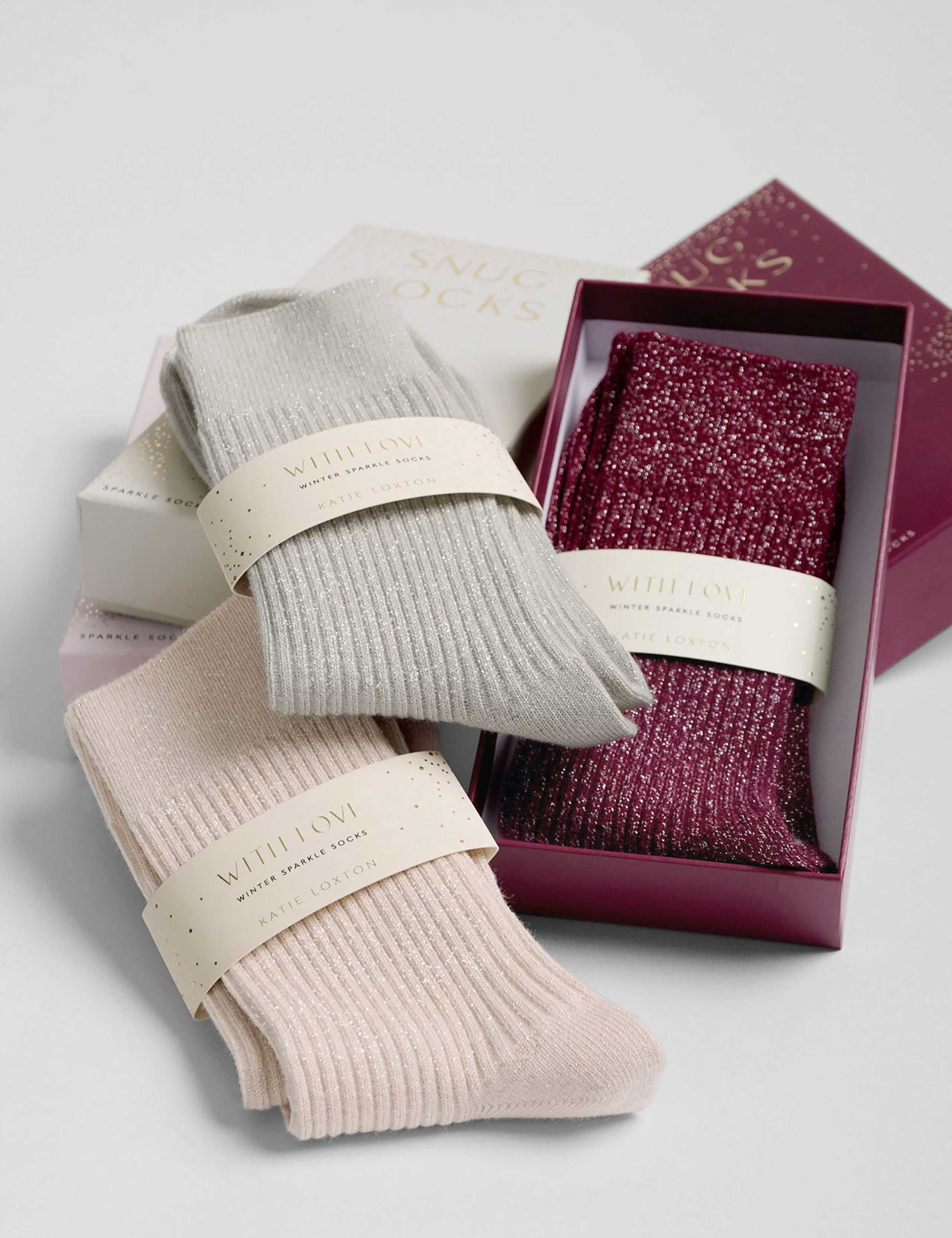 Sparkle Ribbed Ankle High Socks Gift Box 2 of 7