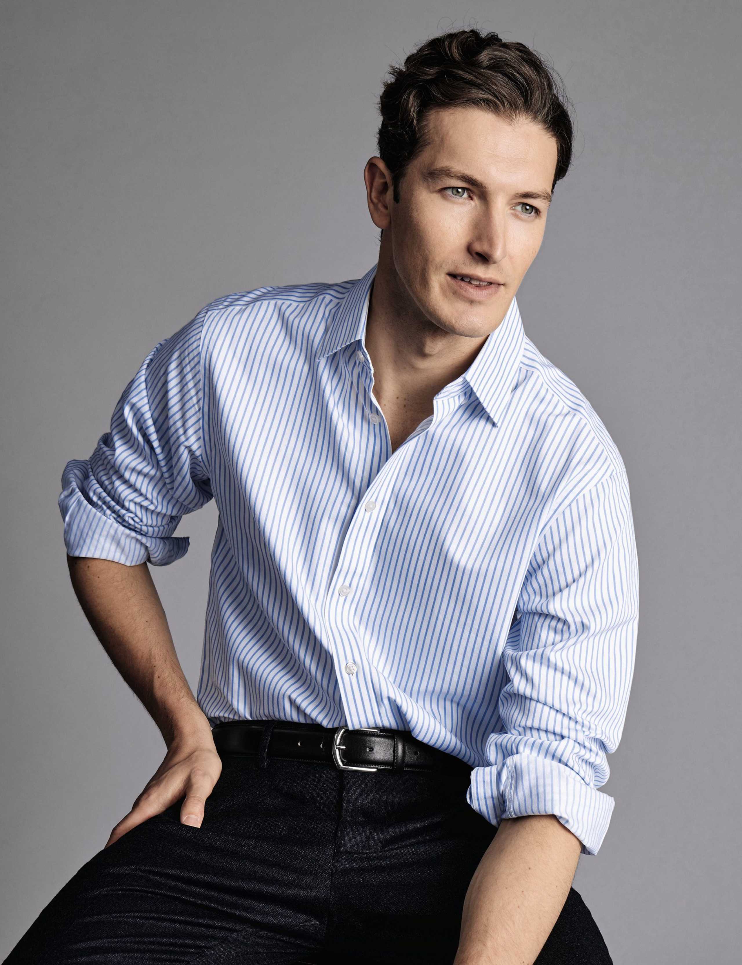 Regular Fit Non-Iron Pure Cotton Twill Striped Shirt 3 of 4