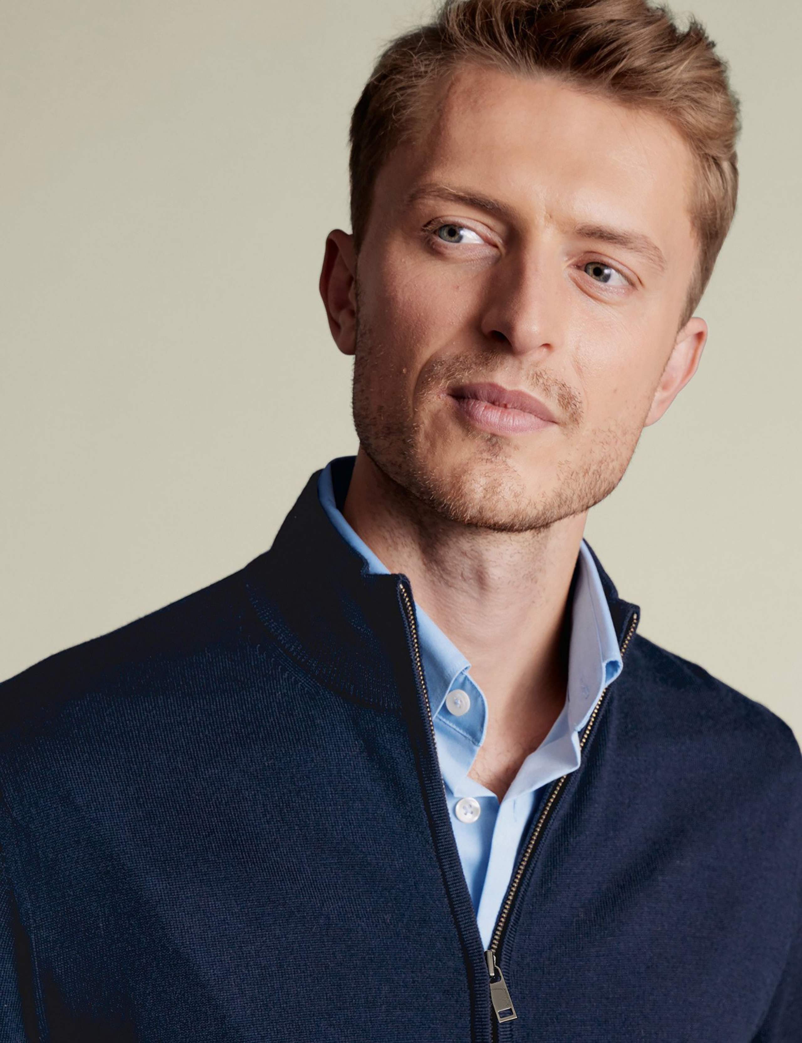 Pure Merino Wool Funnel Neck Cardigan 2 of 5