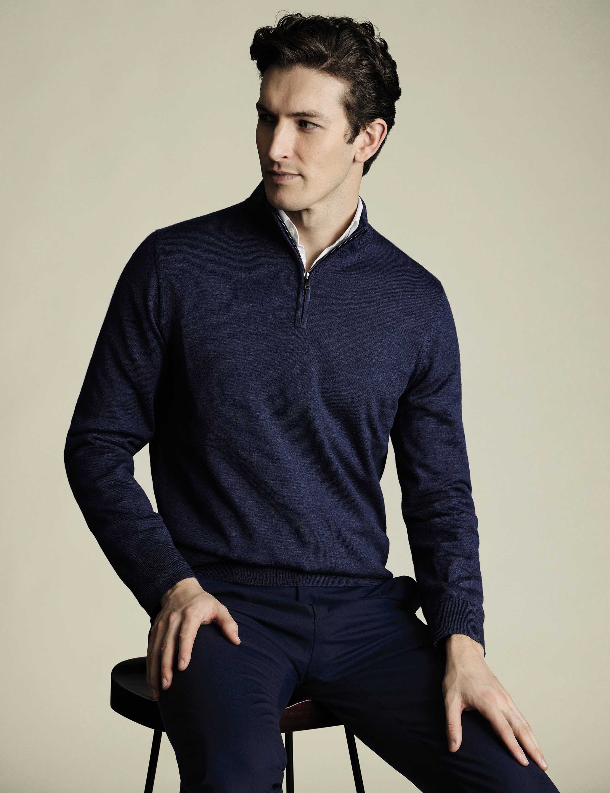 Pure Merino Wool Half Zip Jumper 1 of 5