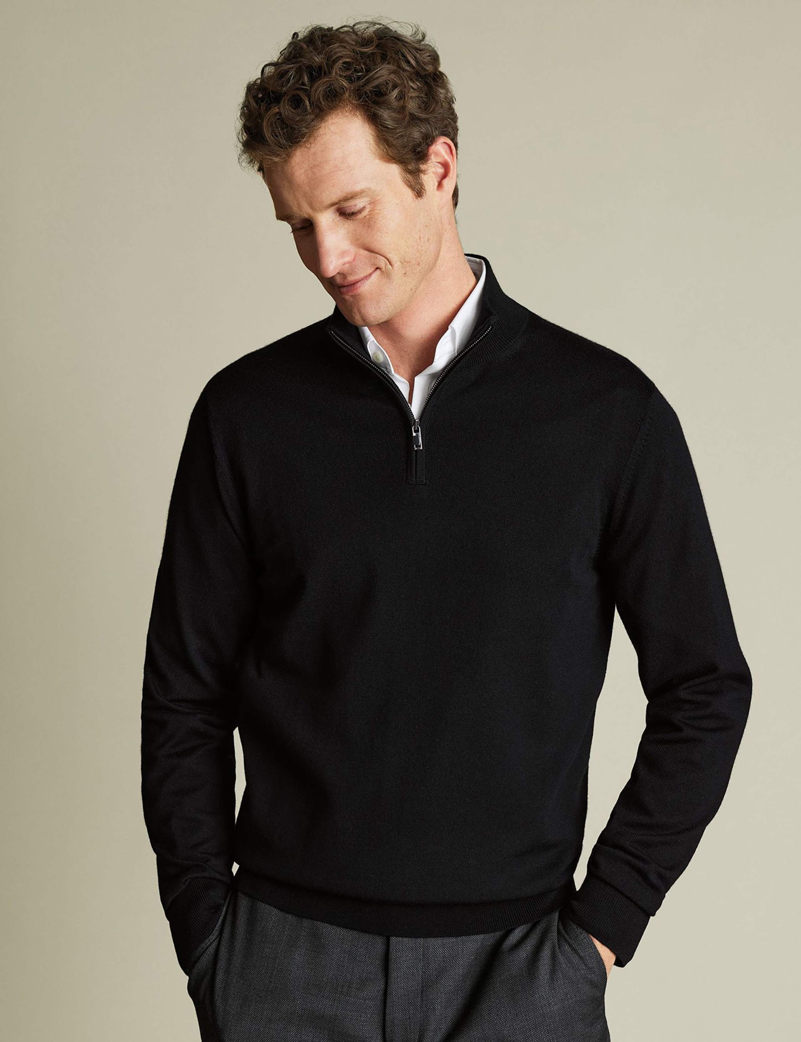 Pure Merino Wool Half Zip Jumper 1 of 5