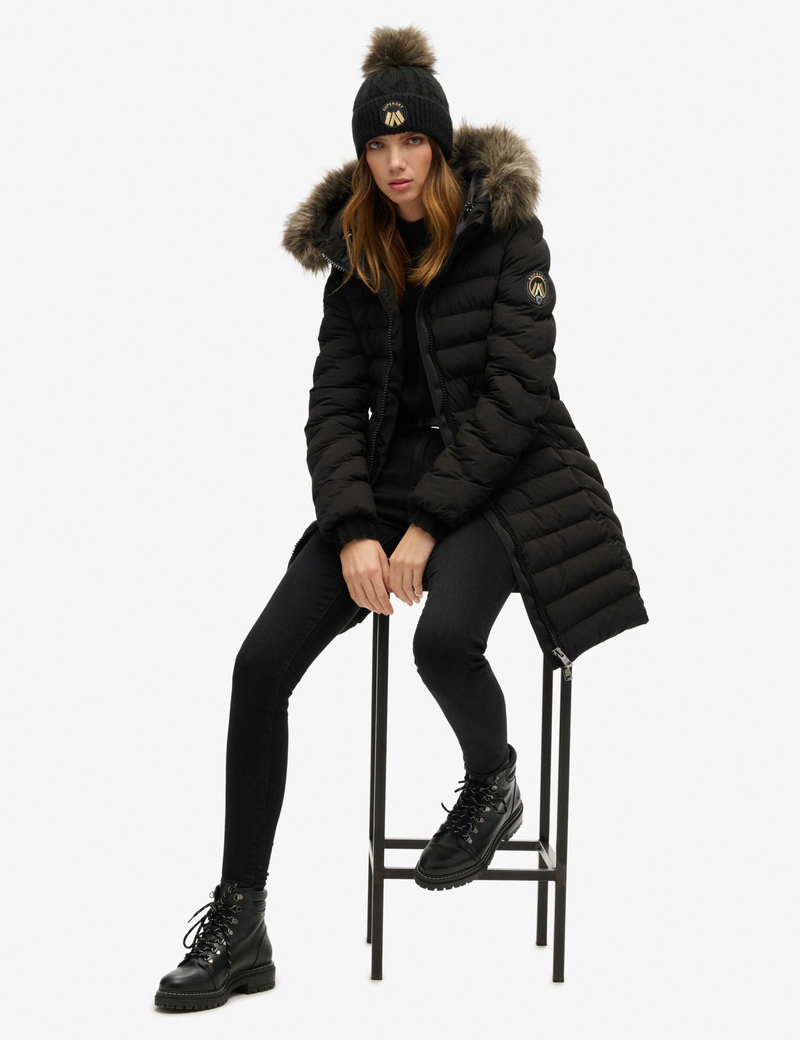 Cable Faux Fur Pom Beanie Hat with Wool 3 of 4