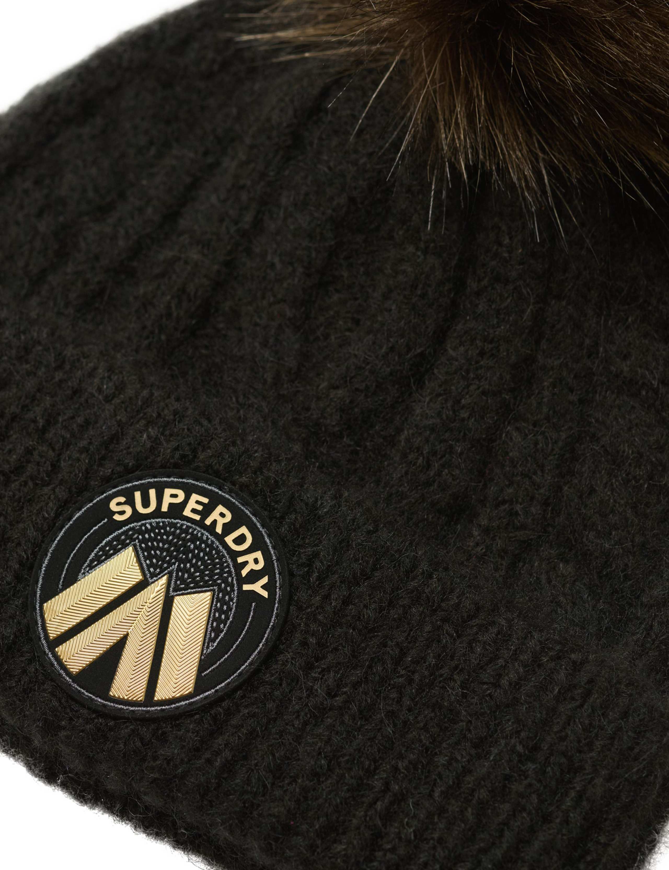 Cable Faux Fur Pom Beanie Hat with Wool 4 of 4