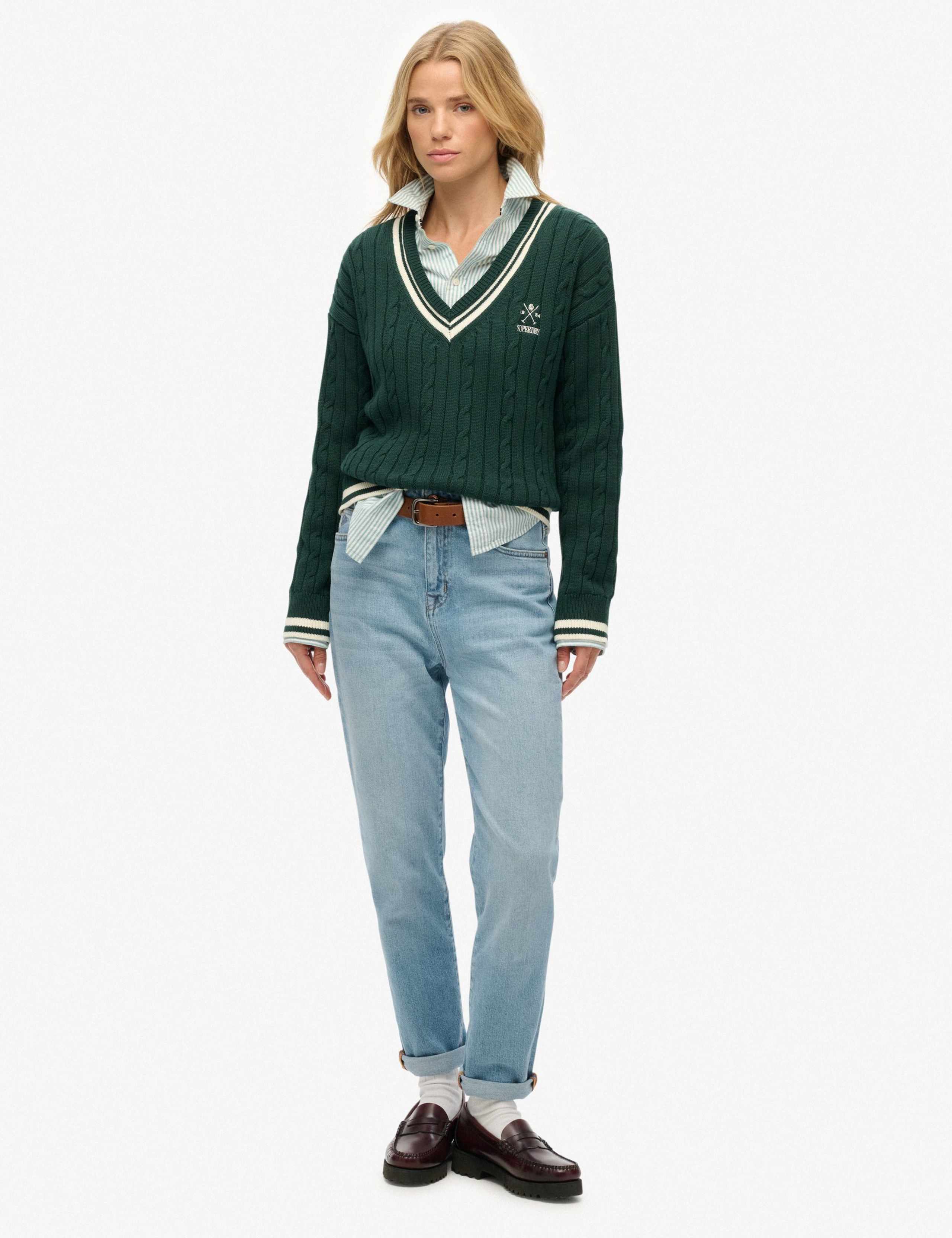 Pure Cotton Textured V-Neck Oversized Jumper 2 of 5