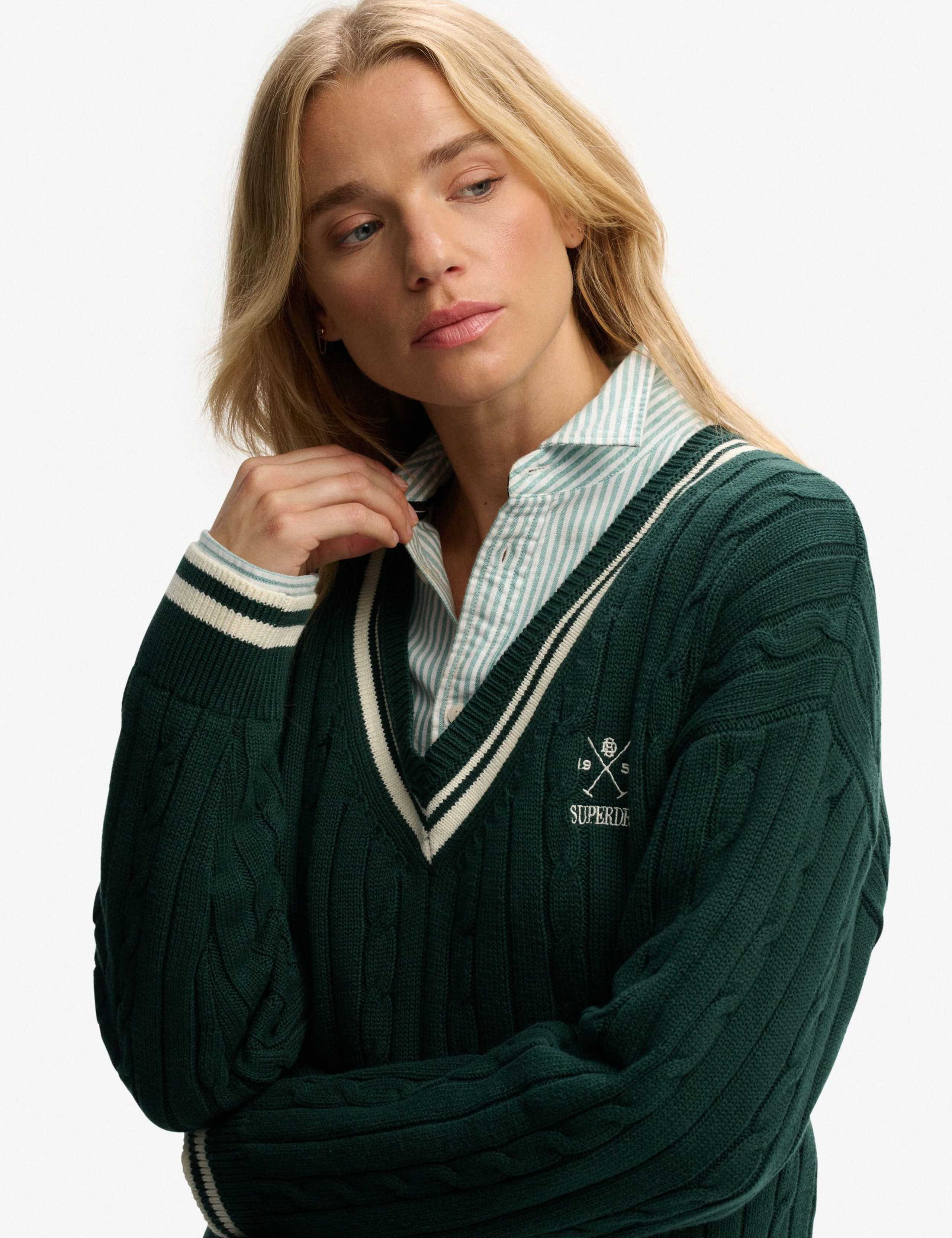 Pure Cotton Textured V-Neck Oversized Jumper 3 of 5