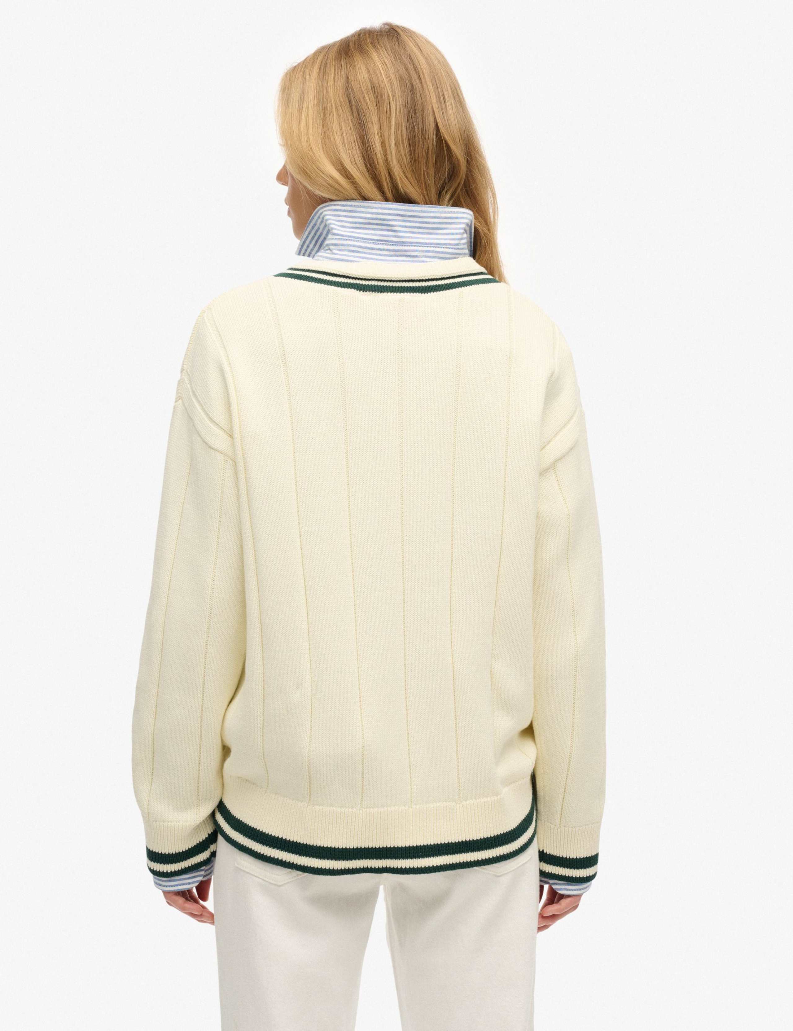 Pure Cotton Textured V-Neck Oversized Jumper 4 of 5