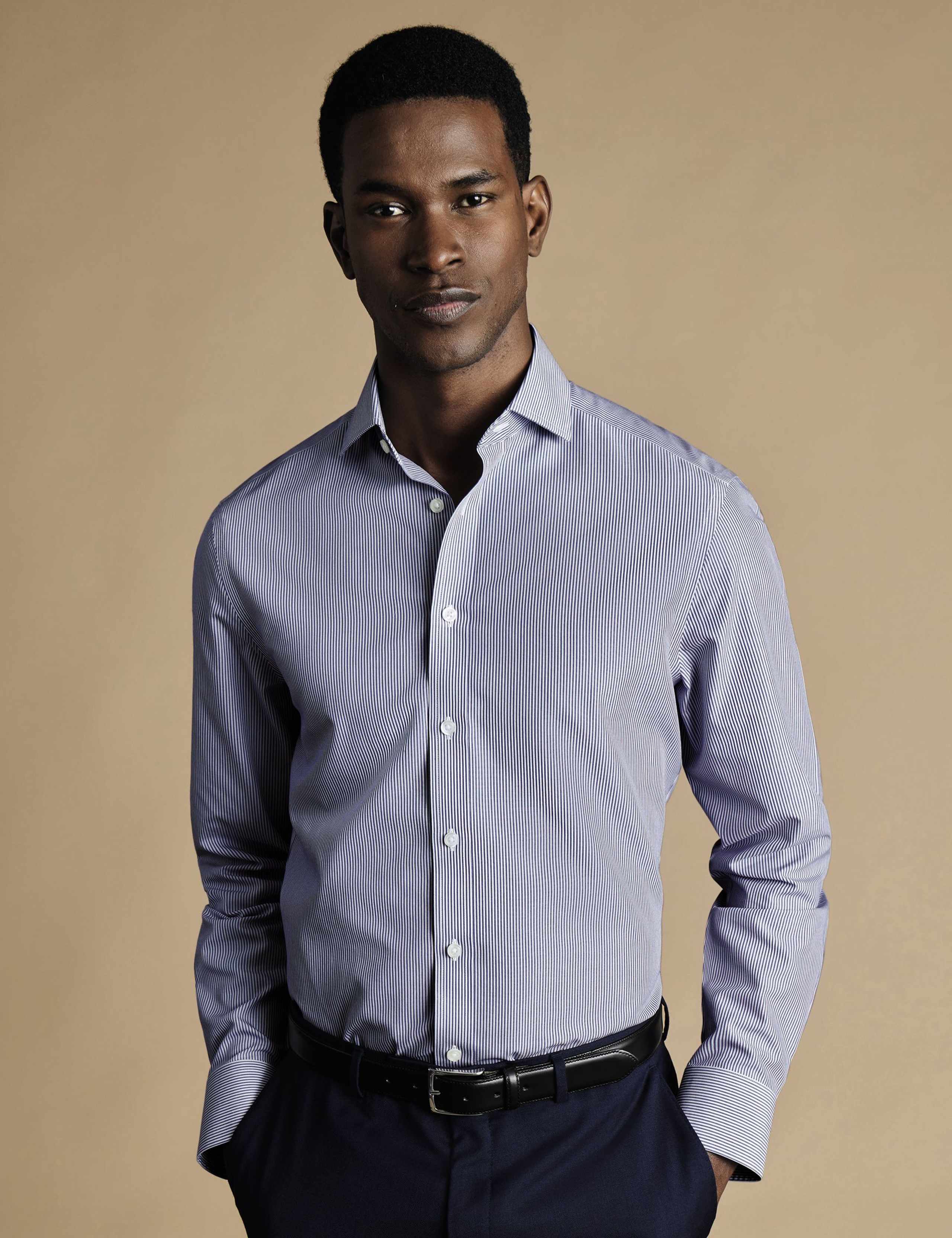 Slim Fit Non Iron Pure Cotton Twill Shirt 1 of 6