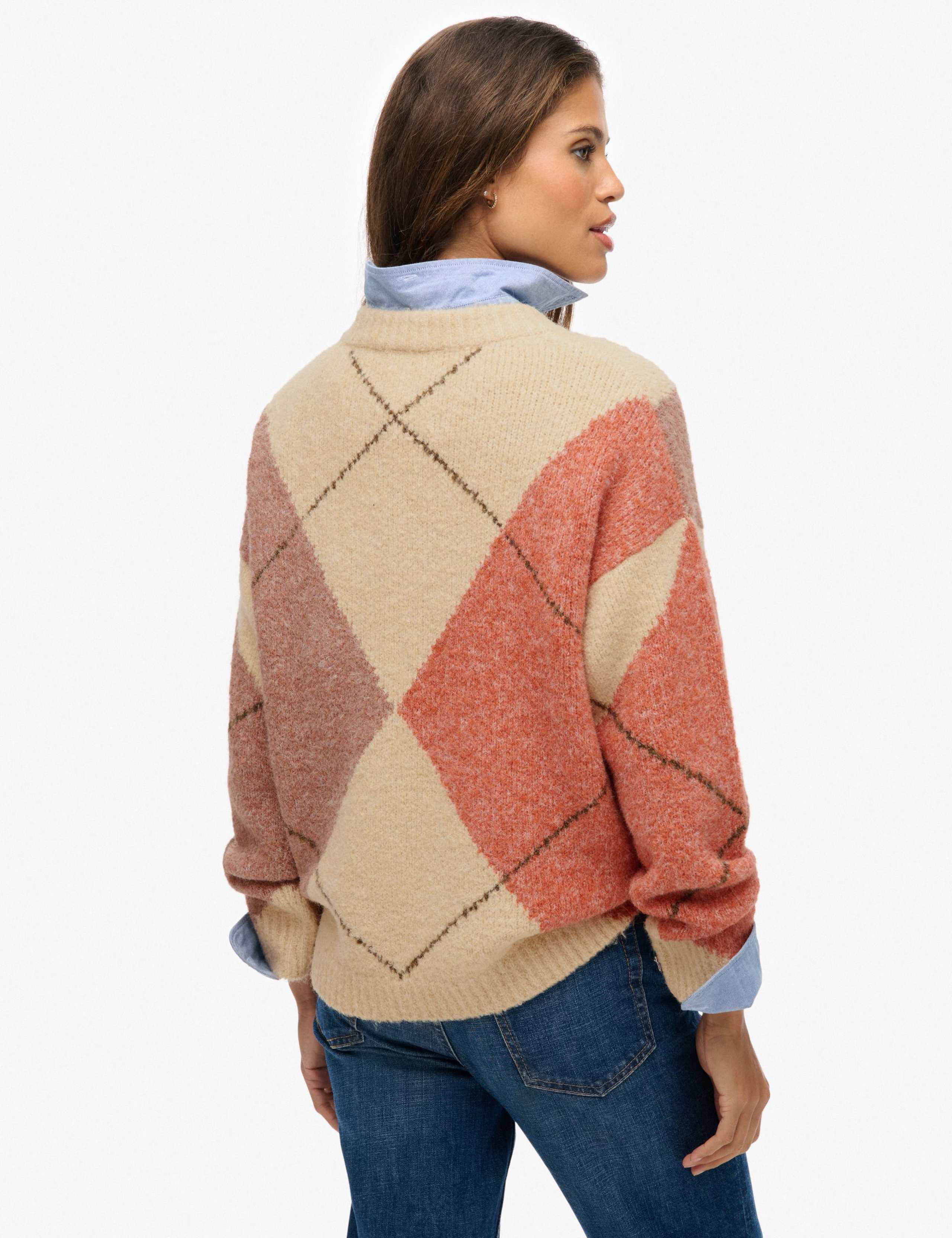 Argyle V-Neck Oversized Jumper 4 of 5