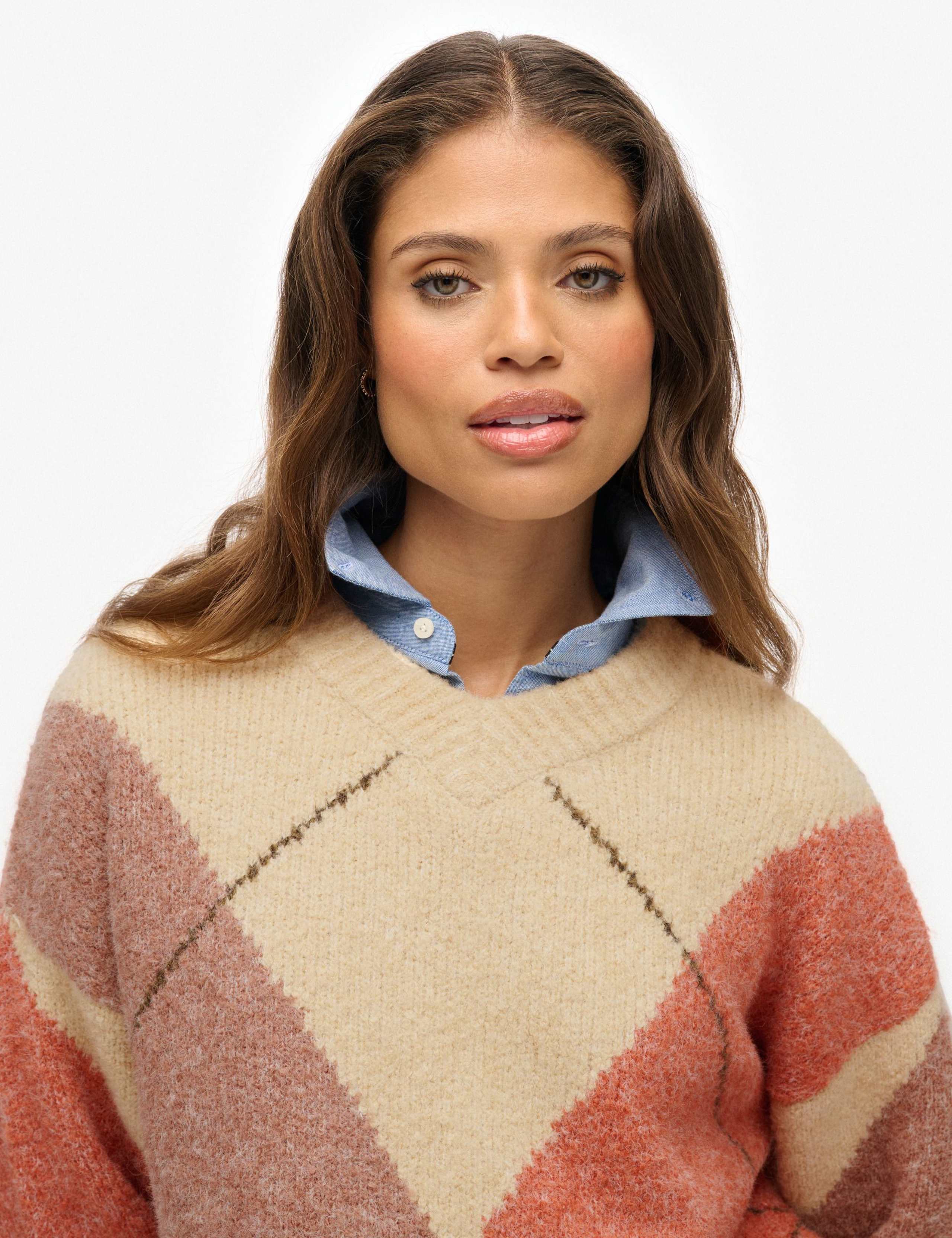 Argyle V-Neck Oversized Jumper 5 of 5