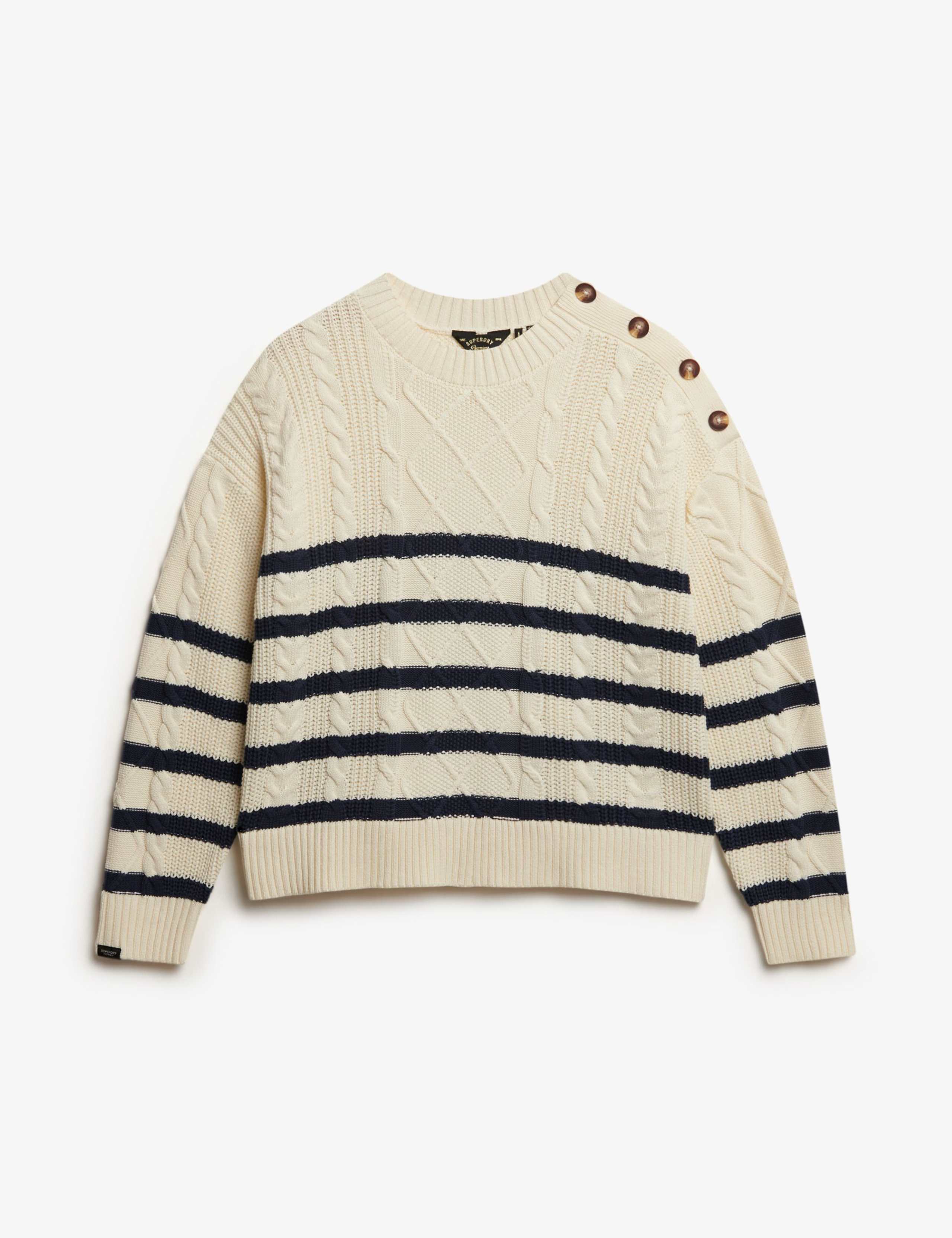 Pure Cotton Cable Knit Striped Jumper 7 of 7