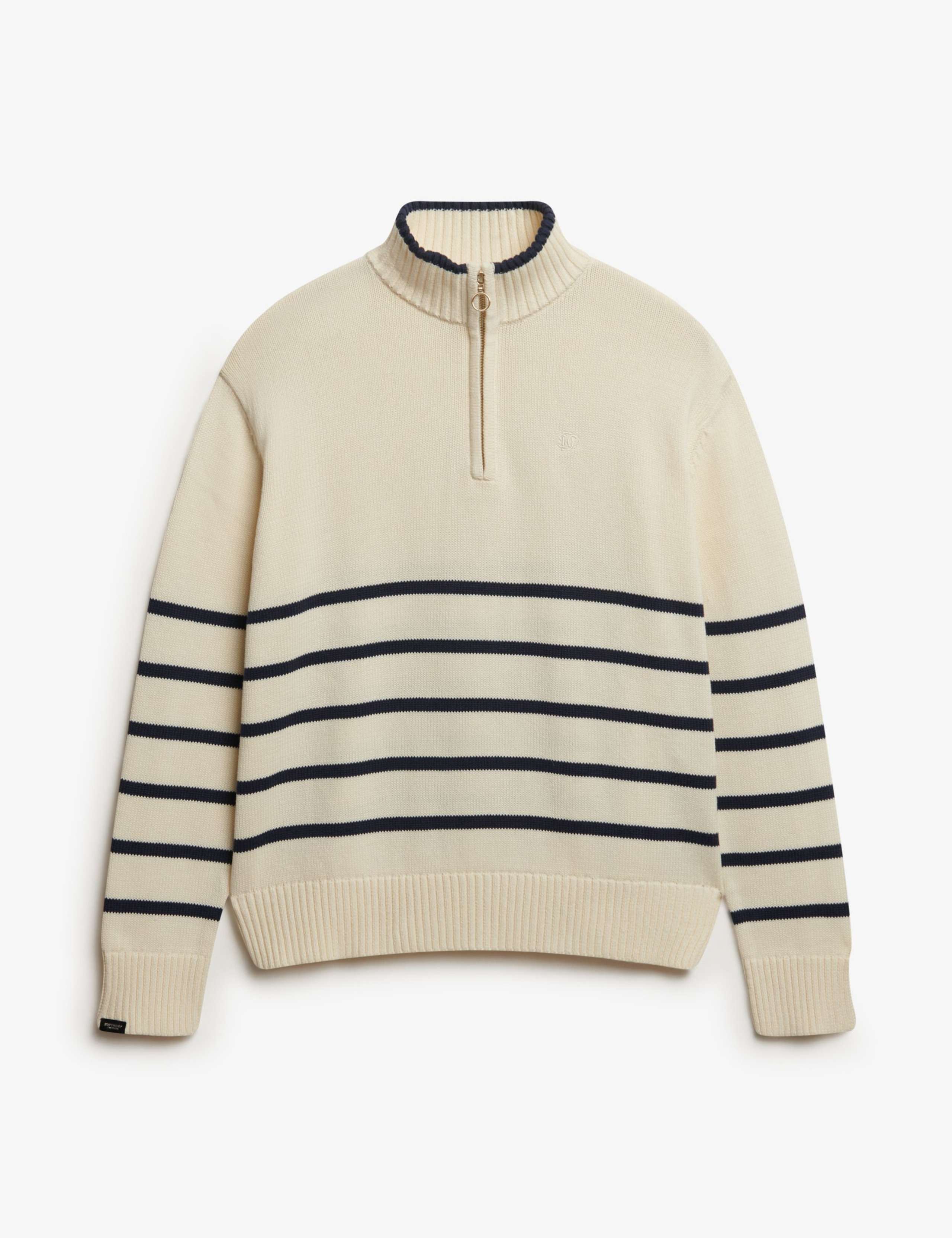 Pure Cotton Striped Half Zip Oversized Jumper 2 of 6