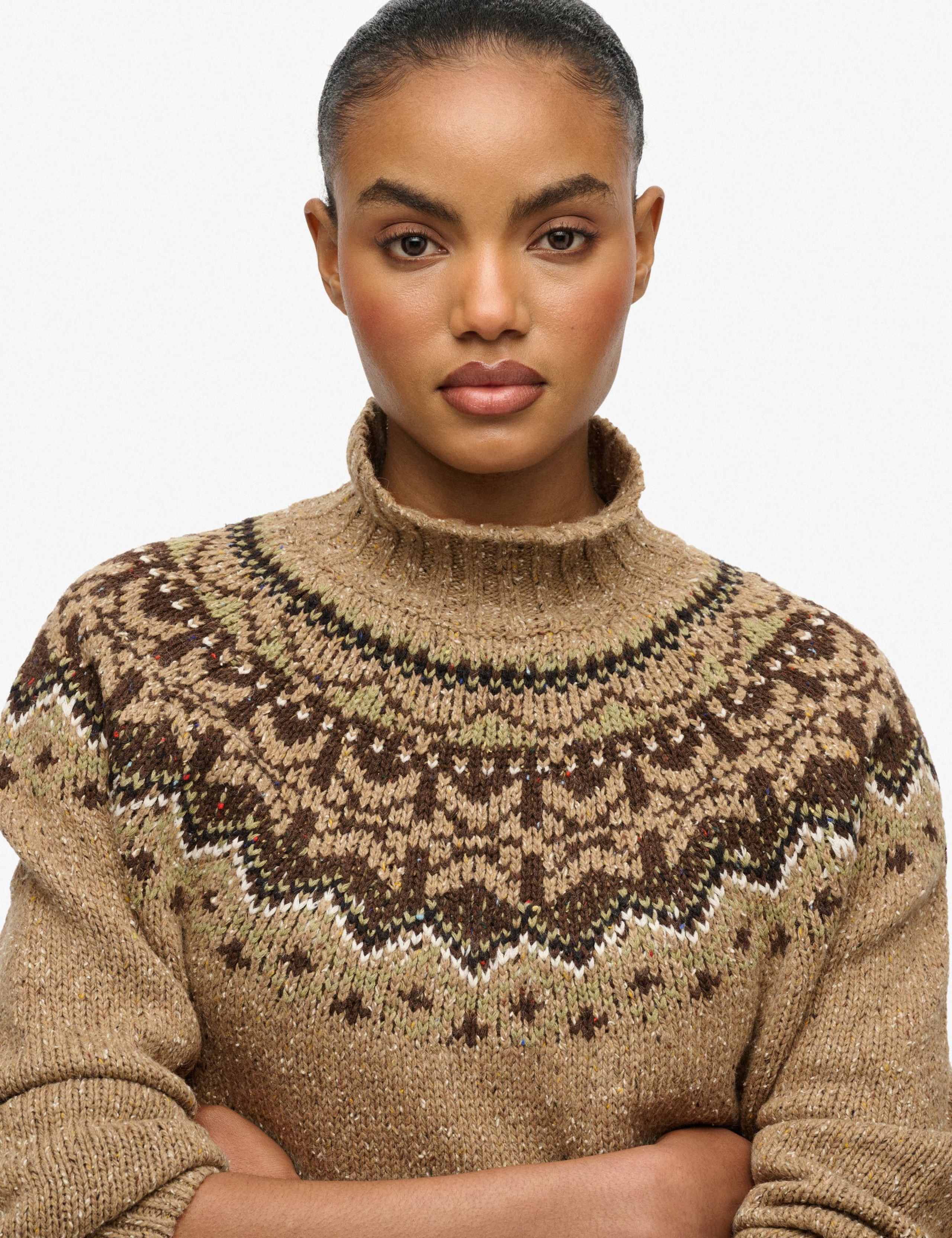 Fair Isle Yoke High Neck Oversized Jumper 6 of 7