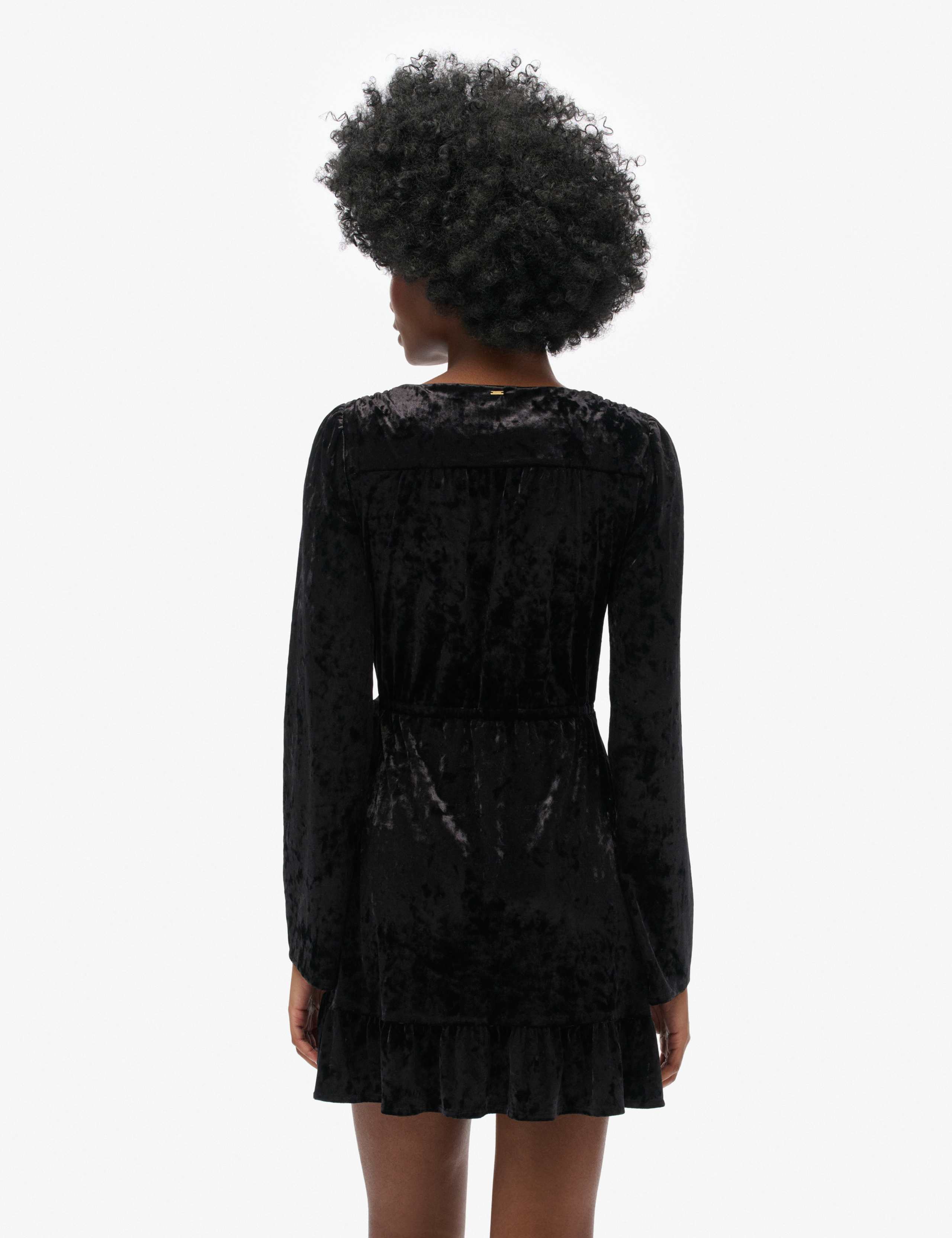 Velvet V-Neck Mini Wrap Dress 3 of 5