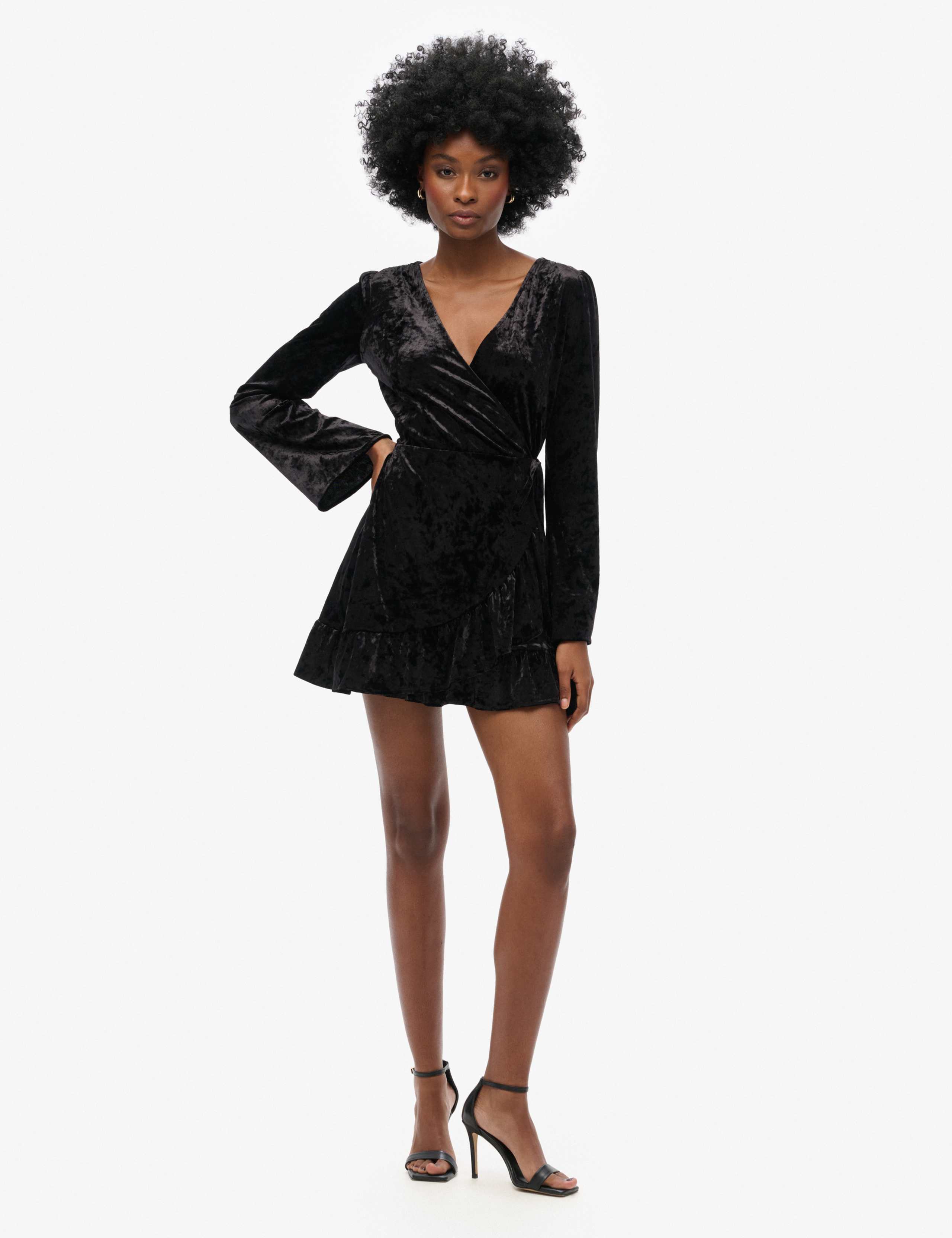 Velvet V-Neck Mini Wrap Dress 4 of 5