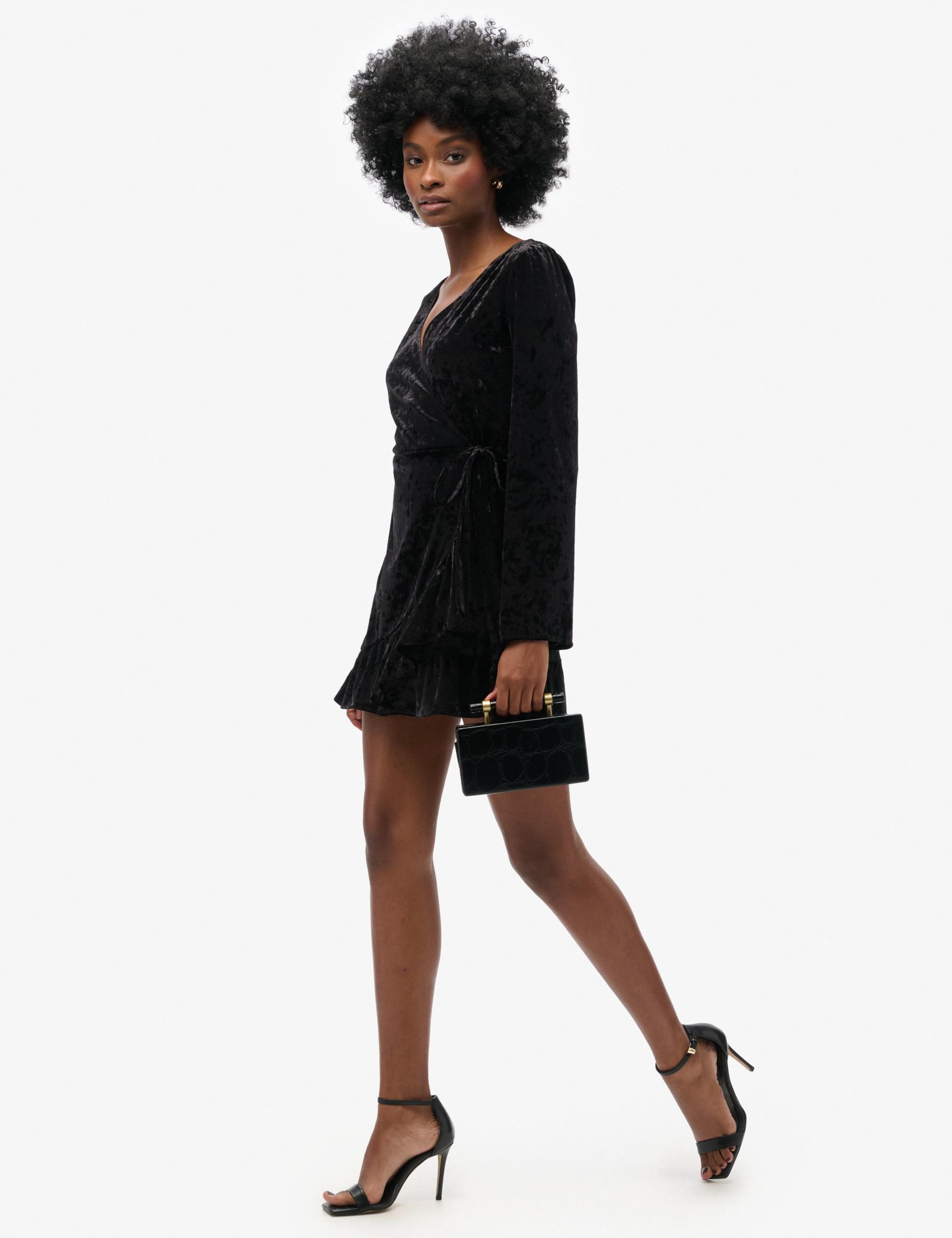 Velvet V-Neck Mini Wrap Dress 2 of 3