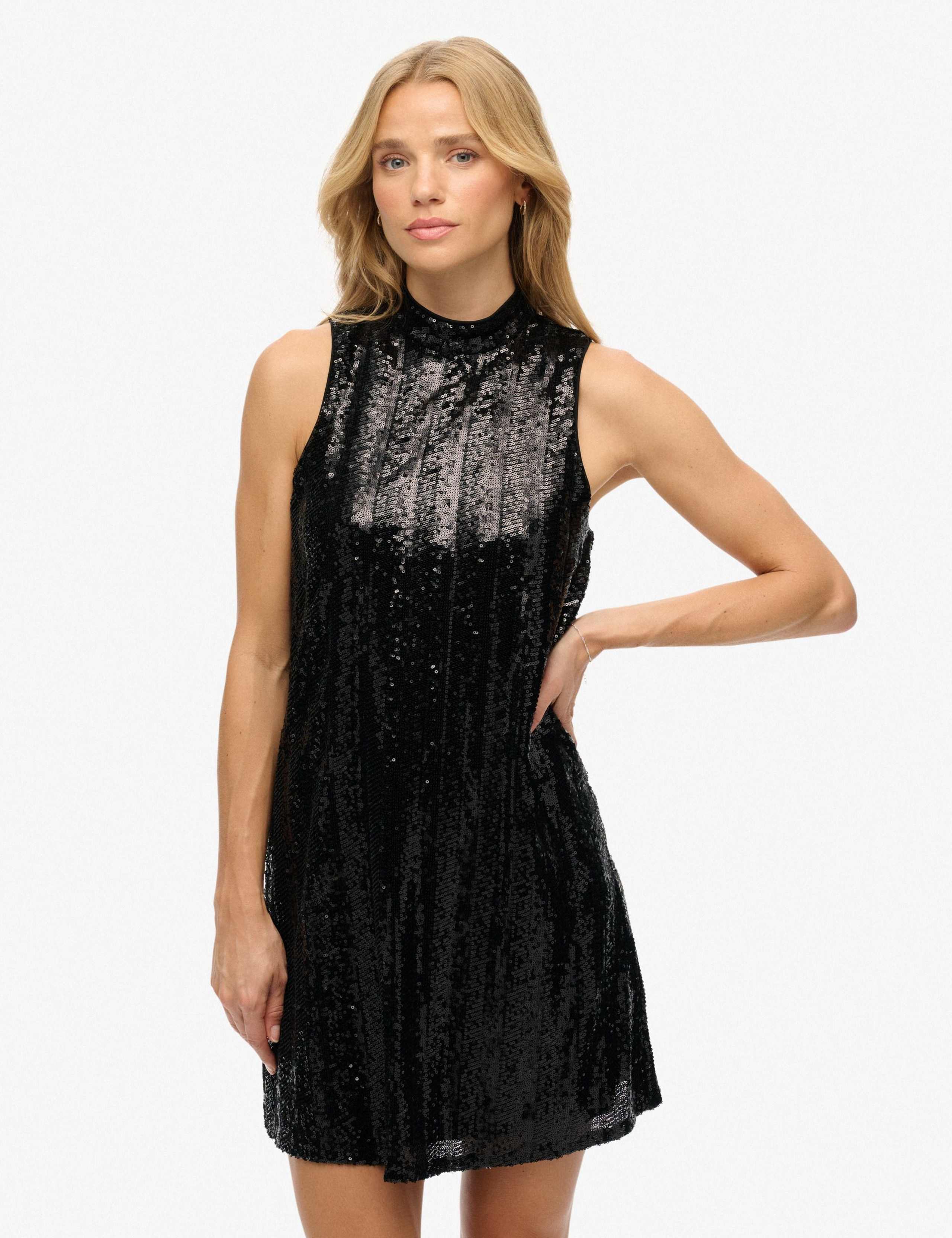 Sequin High Neck Mini Shift Dress 6 of 7