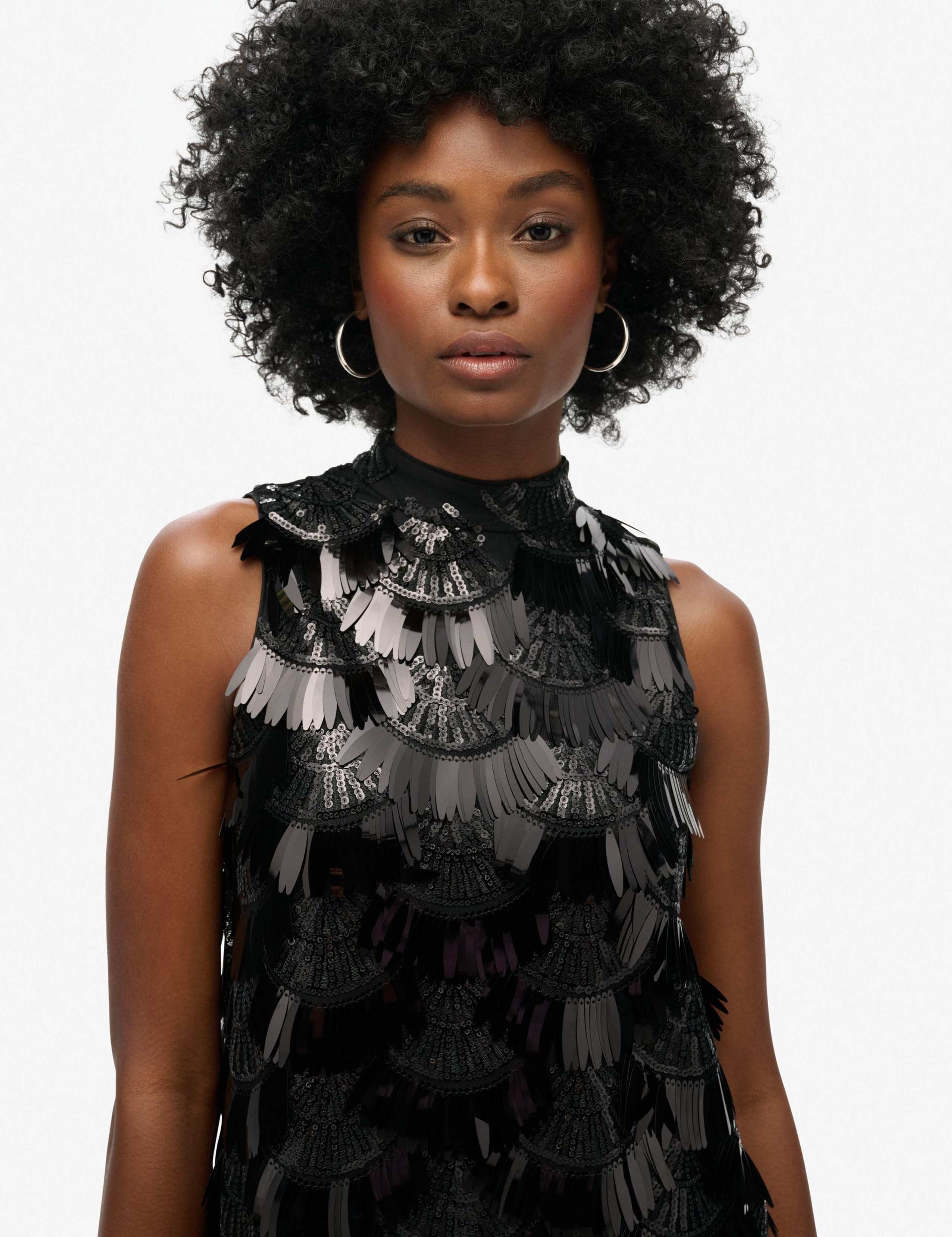 Sequin High Neck Mini Swing Dress 4 of 6
