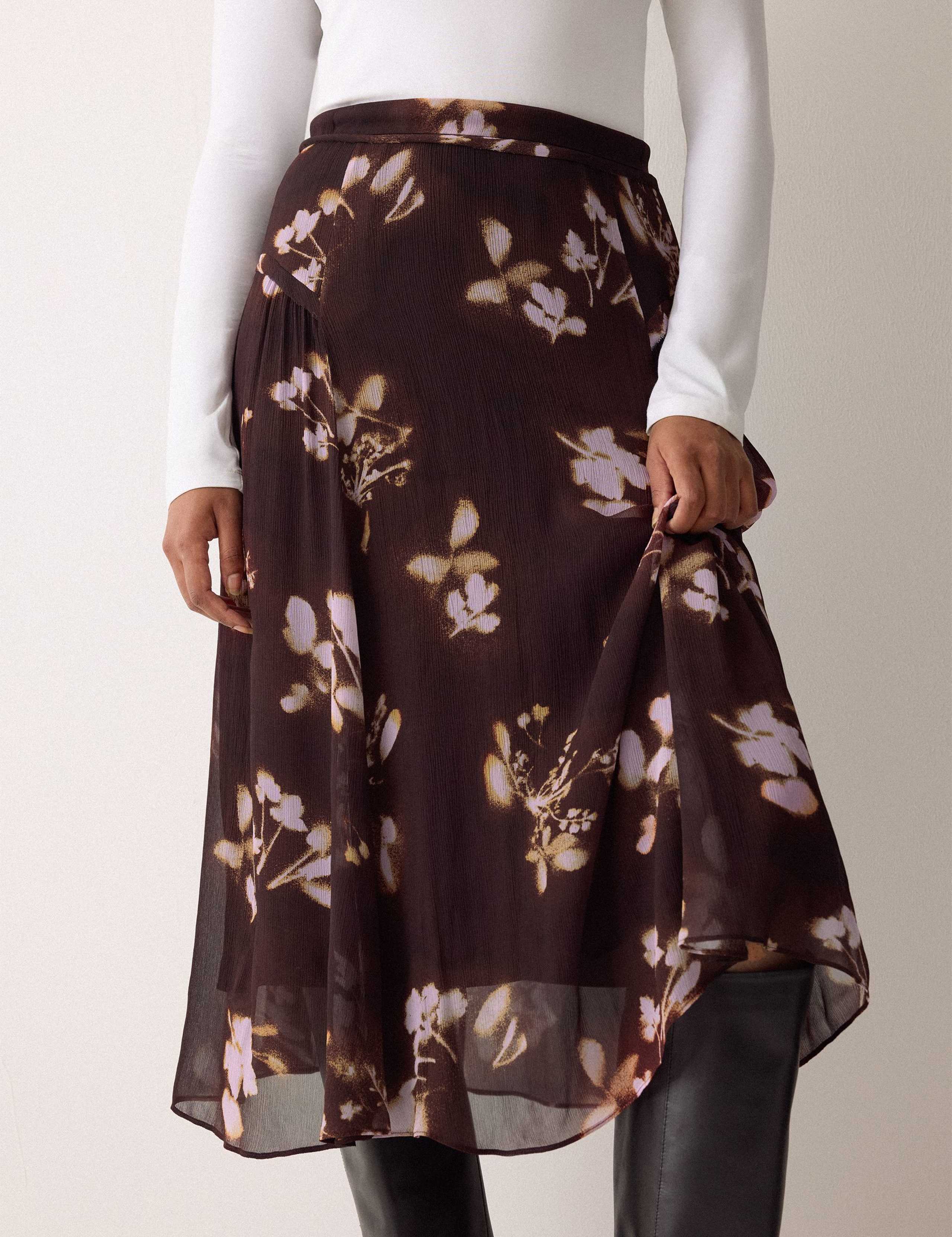 Floral Pleated Midi Skirt 3 of 5