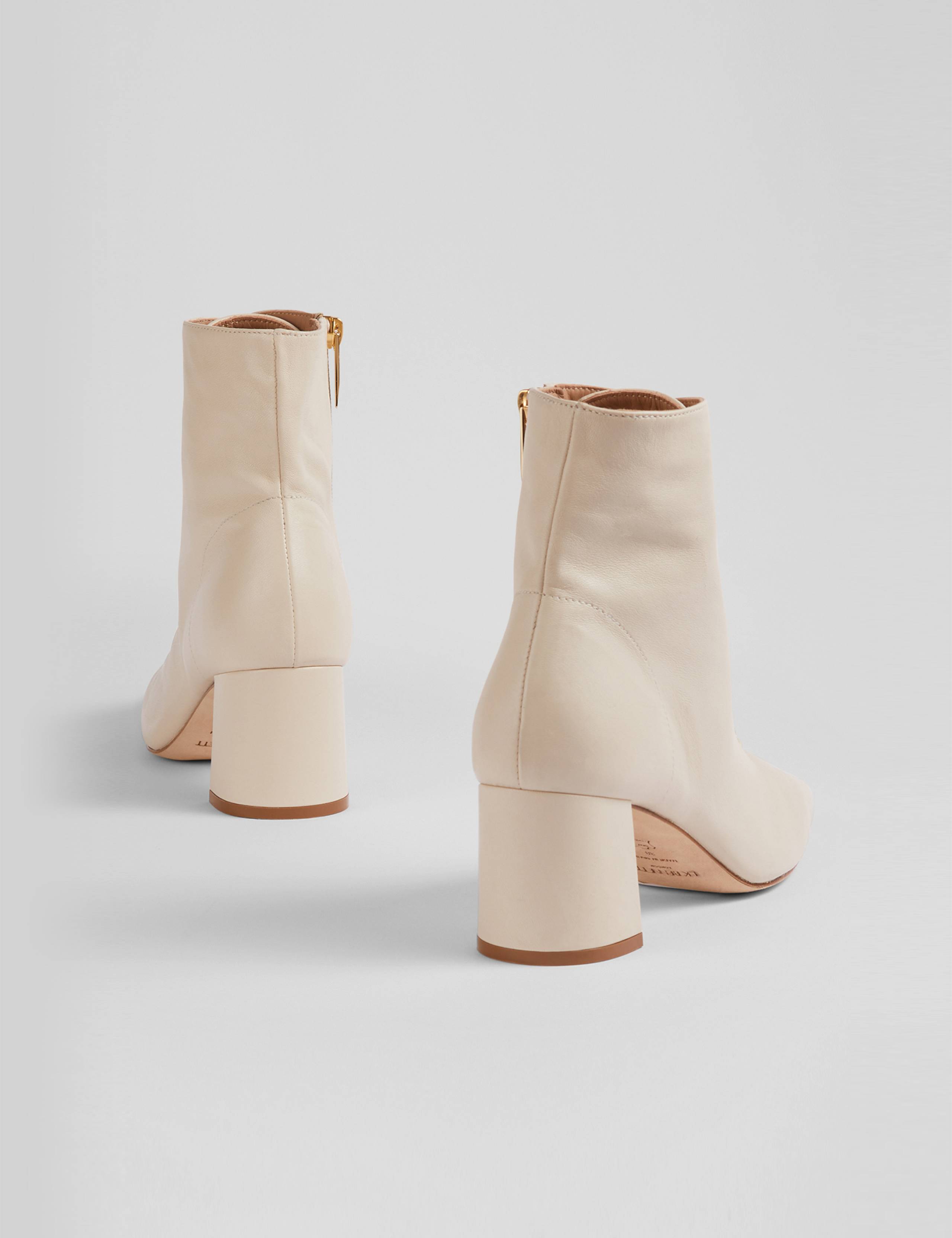 Leather Lace Up Block Heel Square Toe Ankle Boots 2 of 4