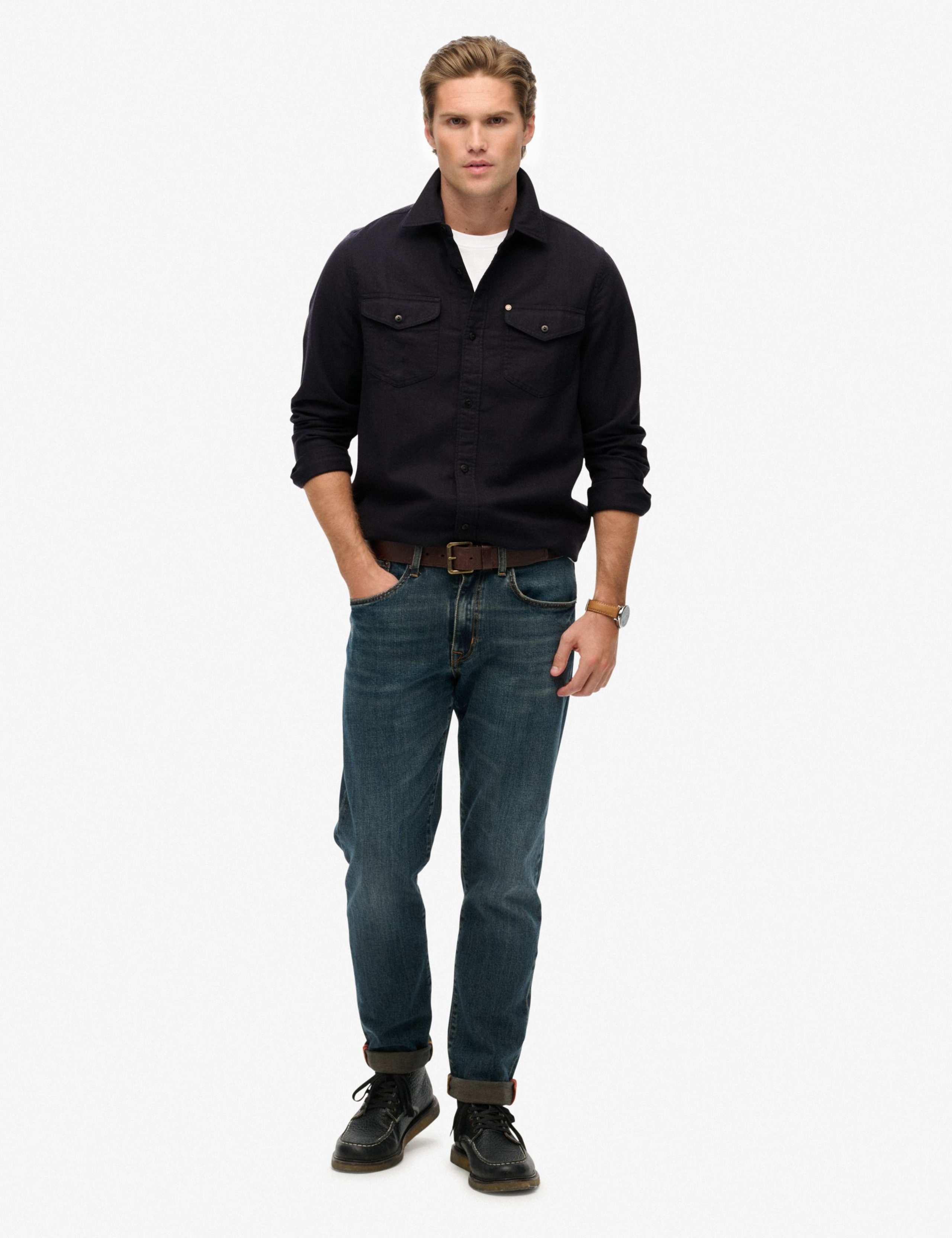 Cotton Rich Relaxed Fit Overshirt with Linen 3 of 7