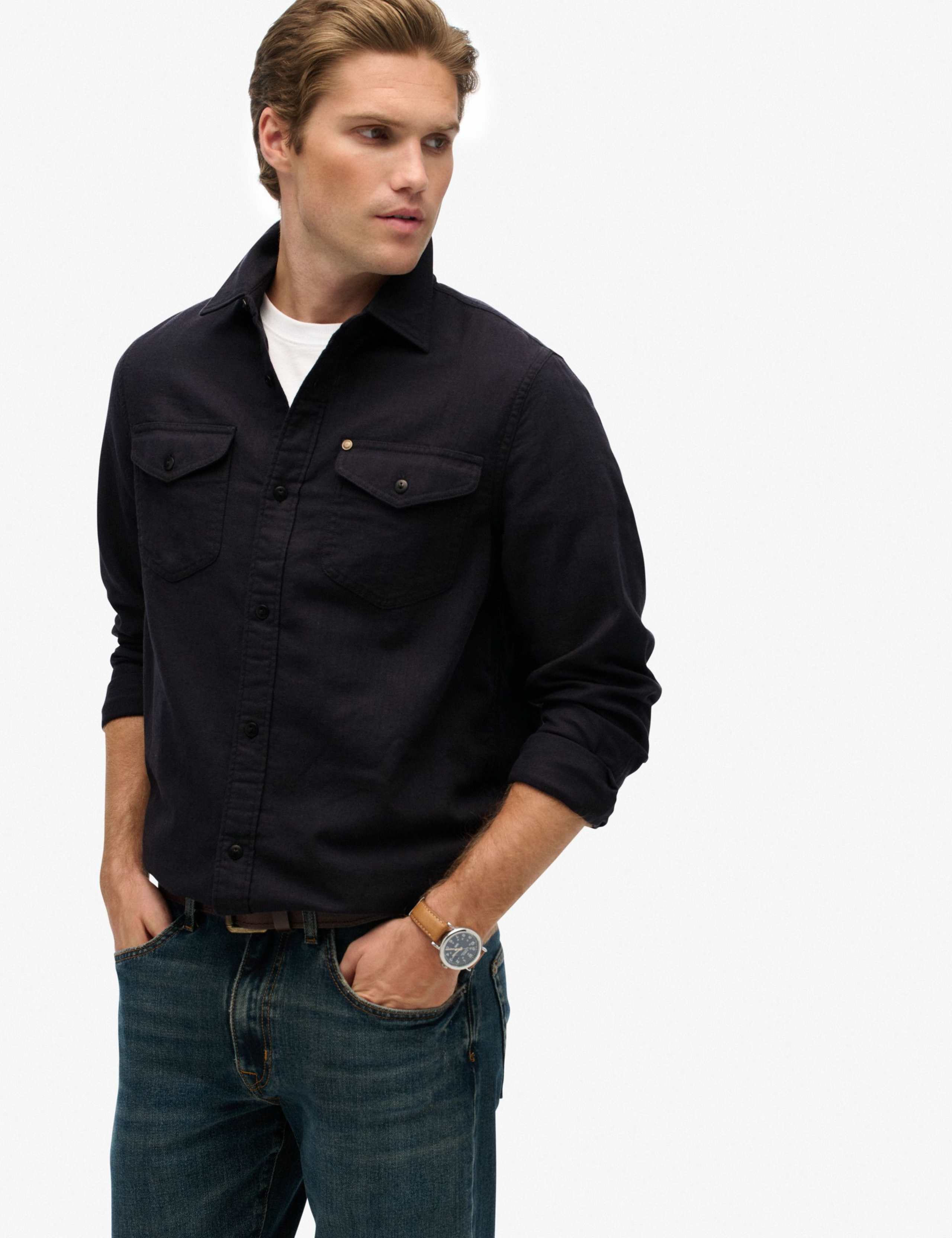 Cotton Rich Relaxed Fit Overshirt with Linen 4 of 7