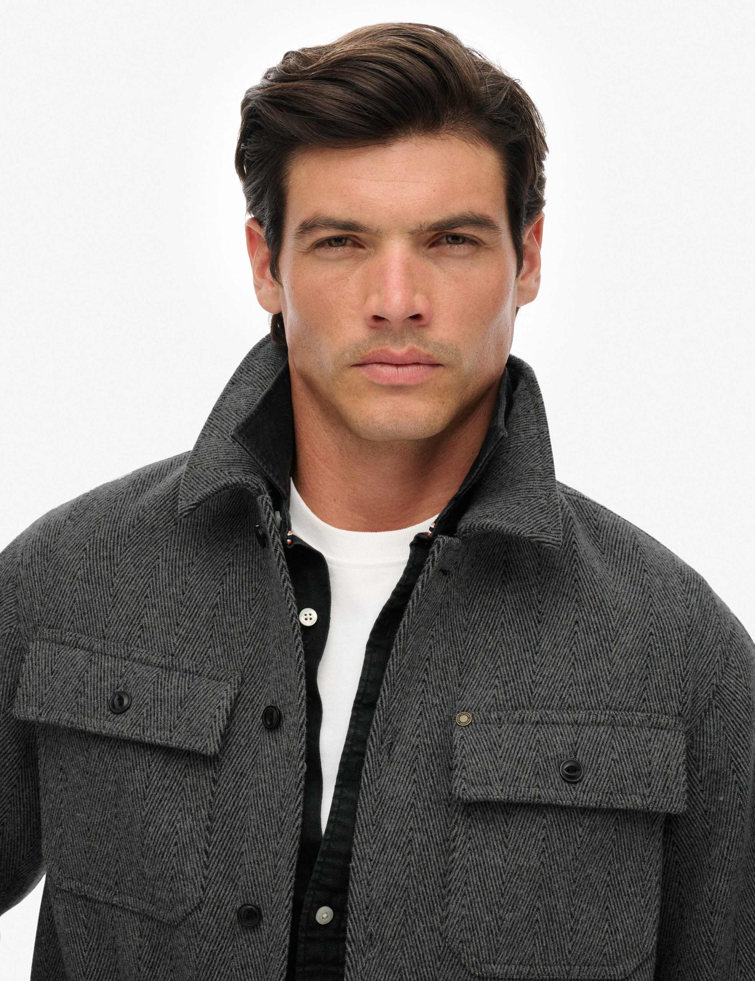 Wool Blend Herringbone Overshirt 3 of 7