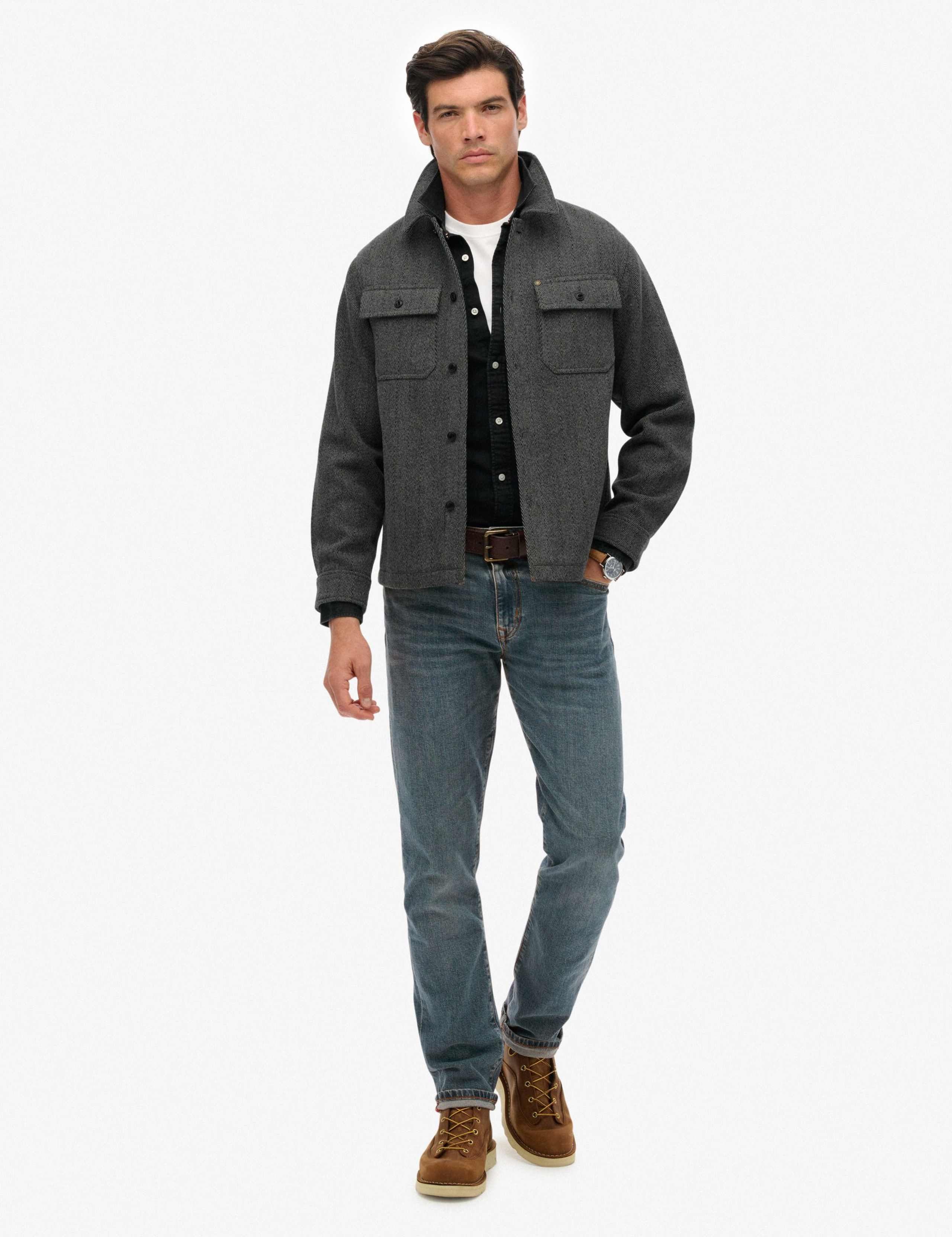 Wool Blend Herringbone Overshirt 6 of 7