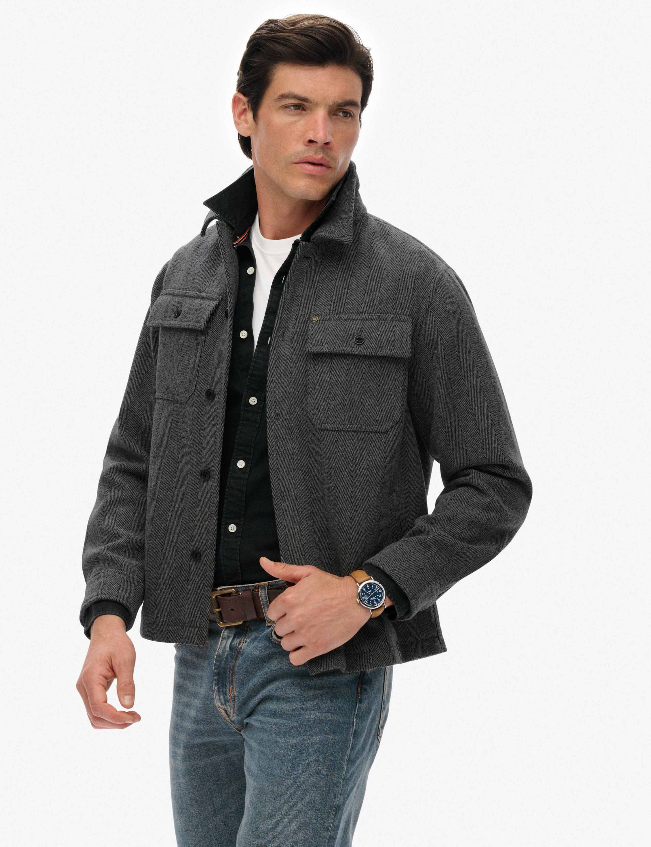 Wool Blend Herringbone Overshirt 7 of 7