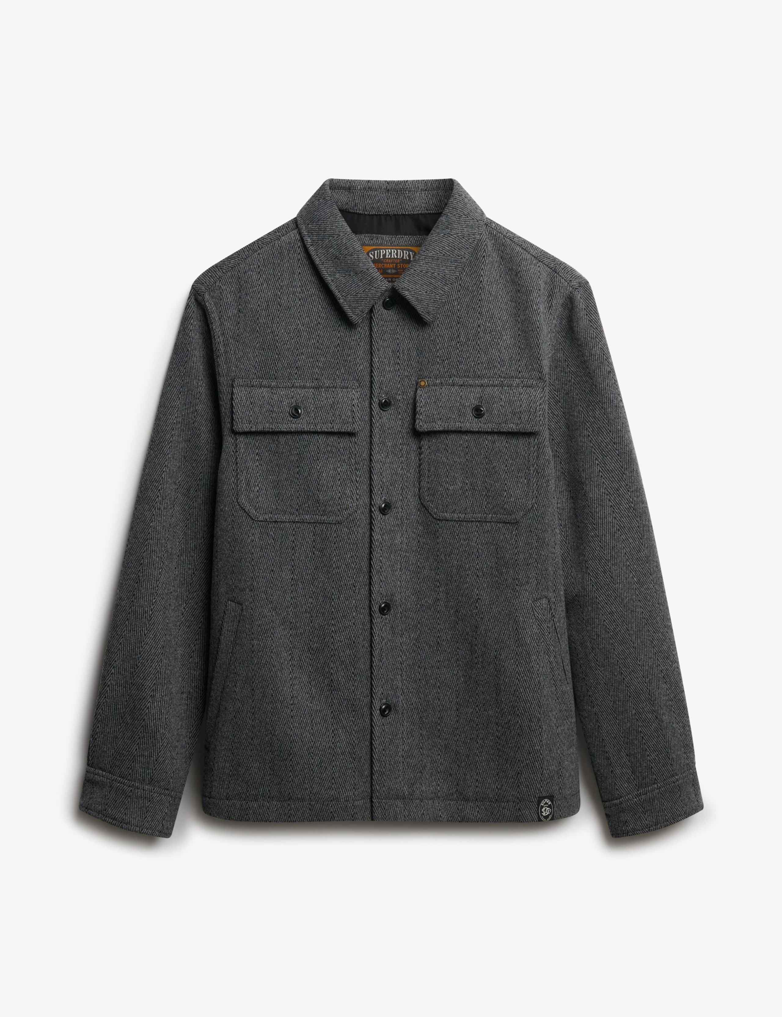 Wool Blend Herringbone Overshirt 2 of 7