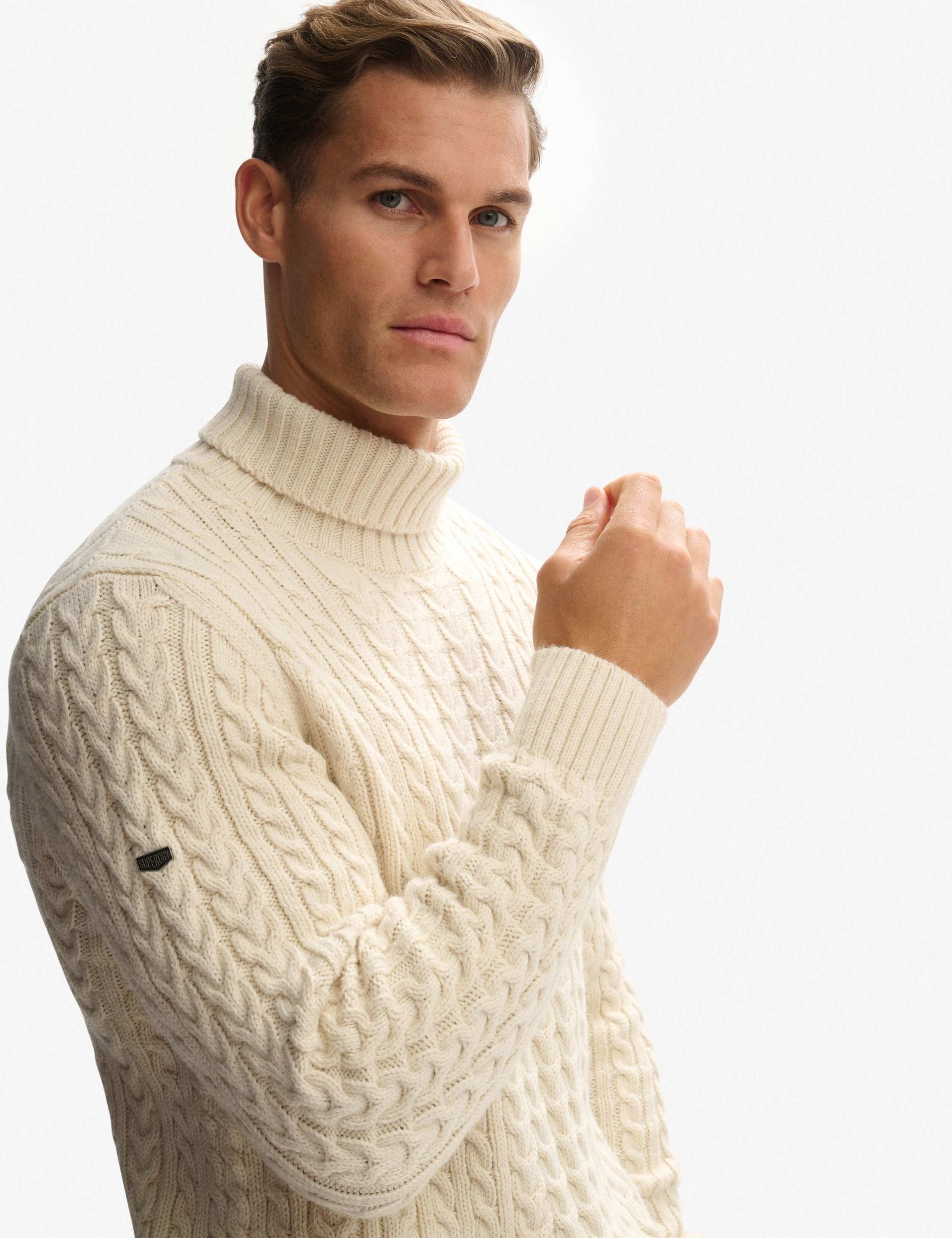 Wool Blend Cable Knit Roll Neck Jumper 4 of 7