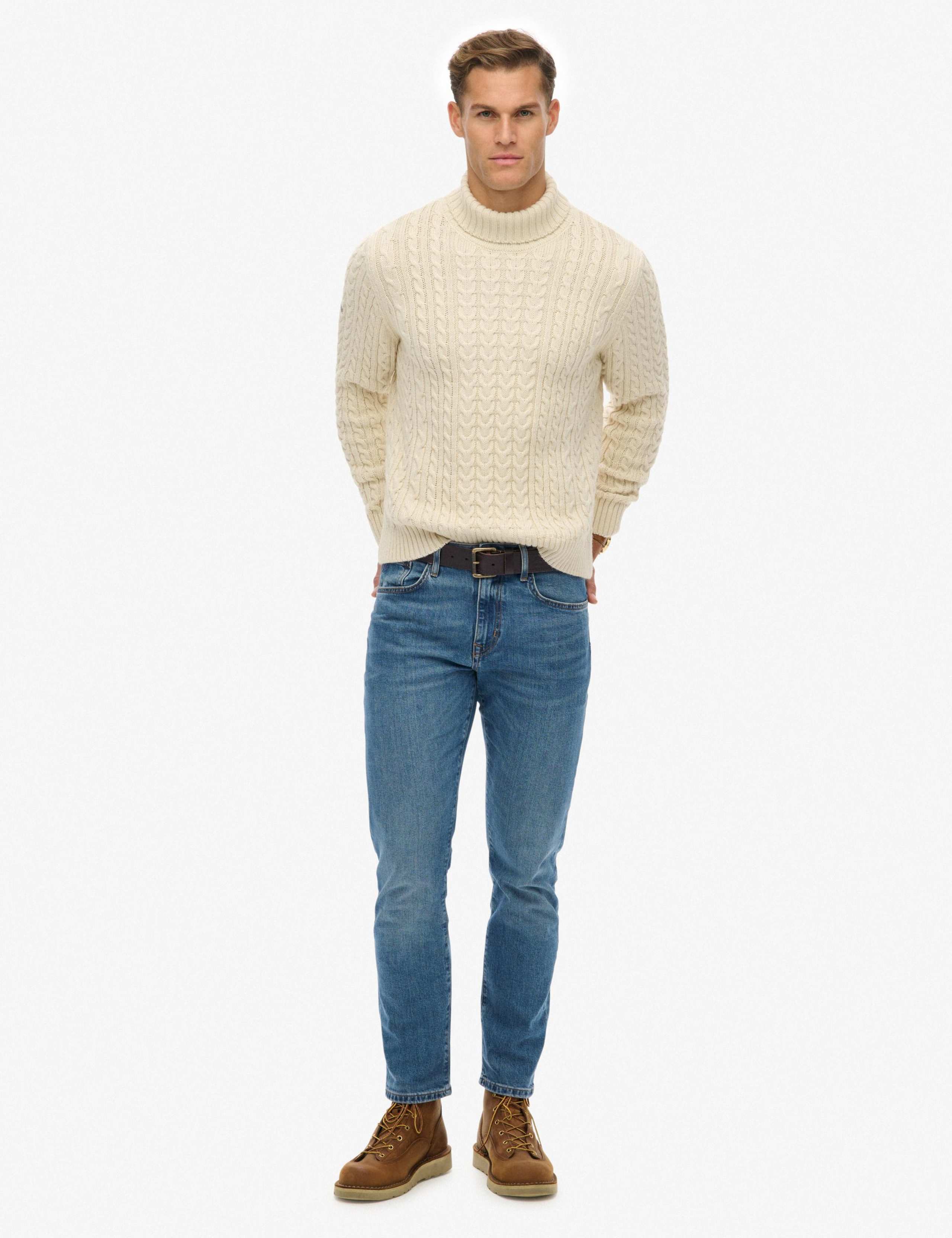 Wool Blend Cable Knit Roll Neck Jumper 6 of 7