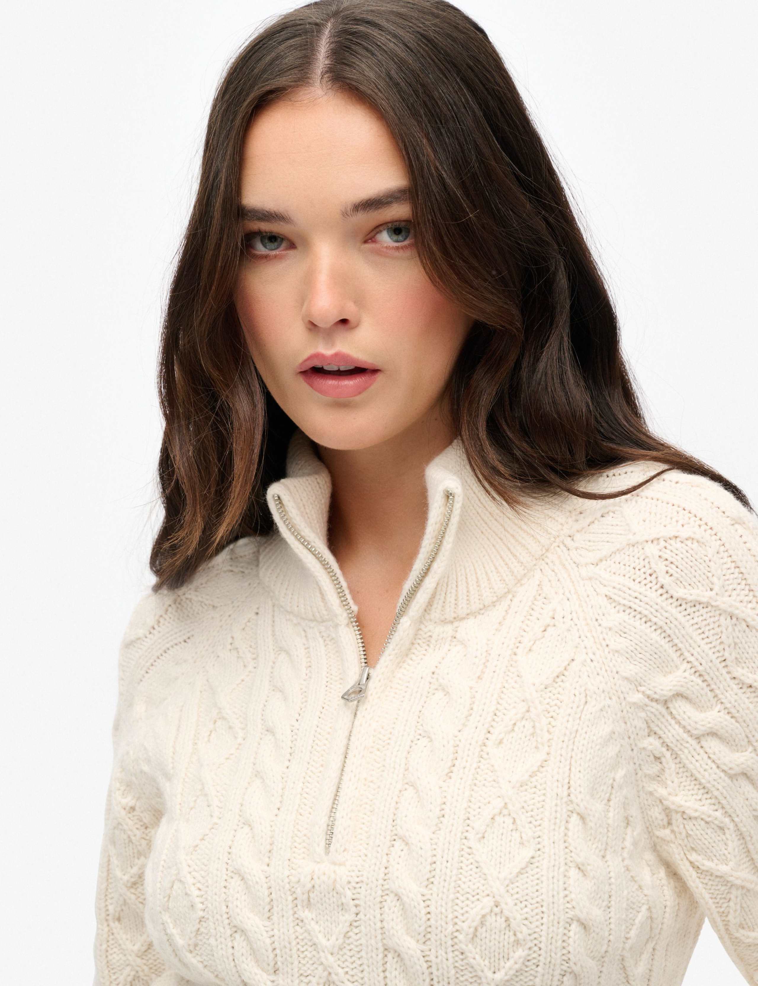 Cable Knit Half Zip Jumper with Wool 5 of 6