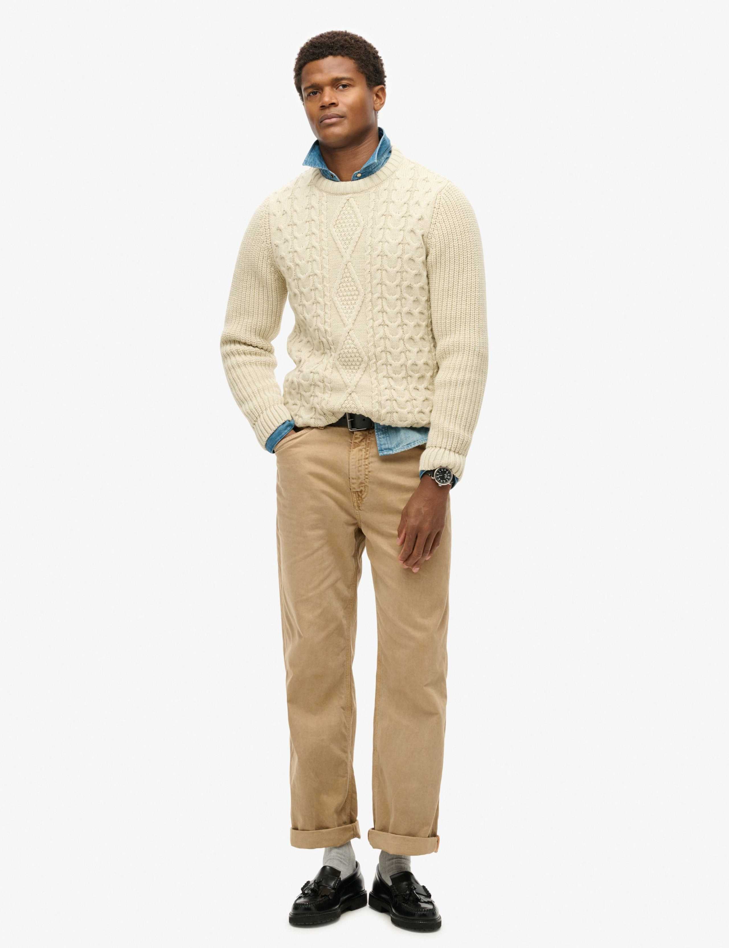 Wool Blend Cable Crew Neck Jumper 2 of 5