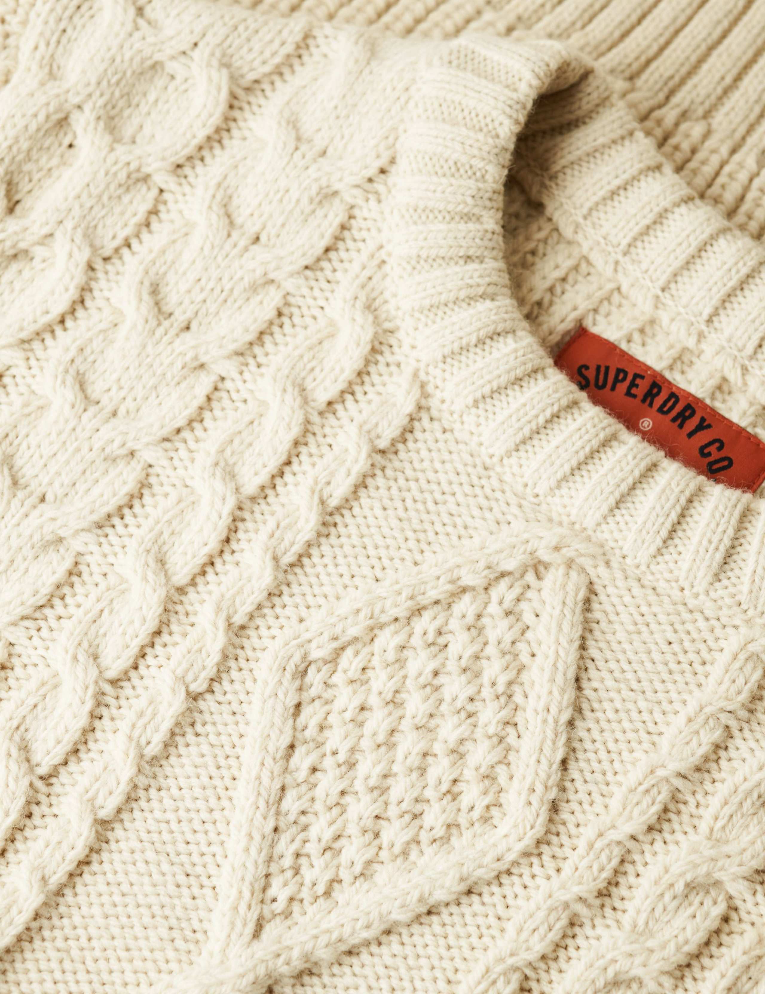 Wool Blend Cable Crew Neck Jumper 3 of 5