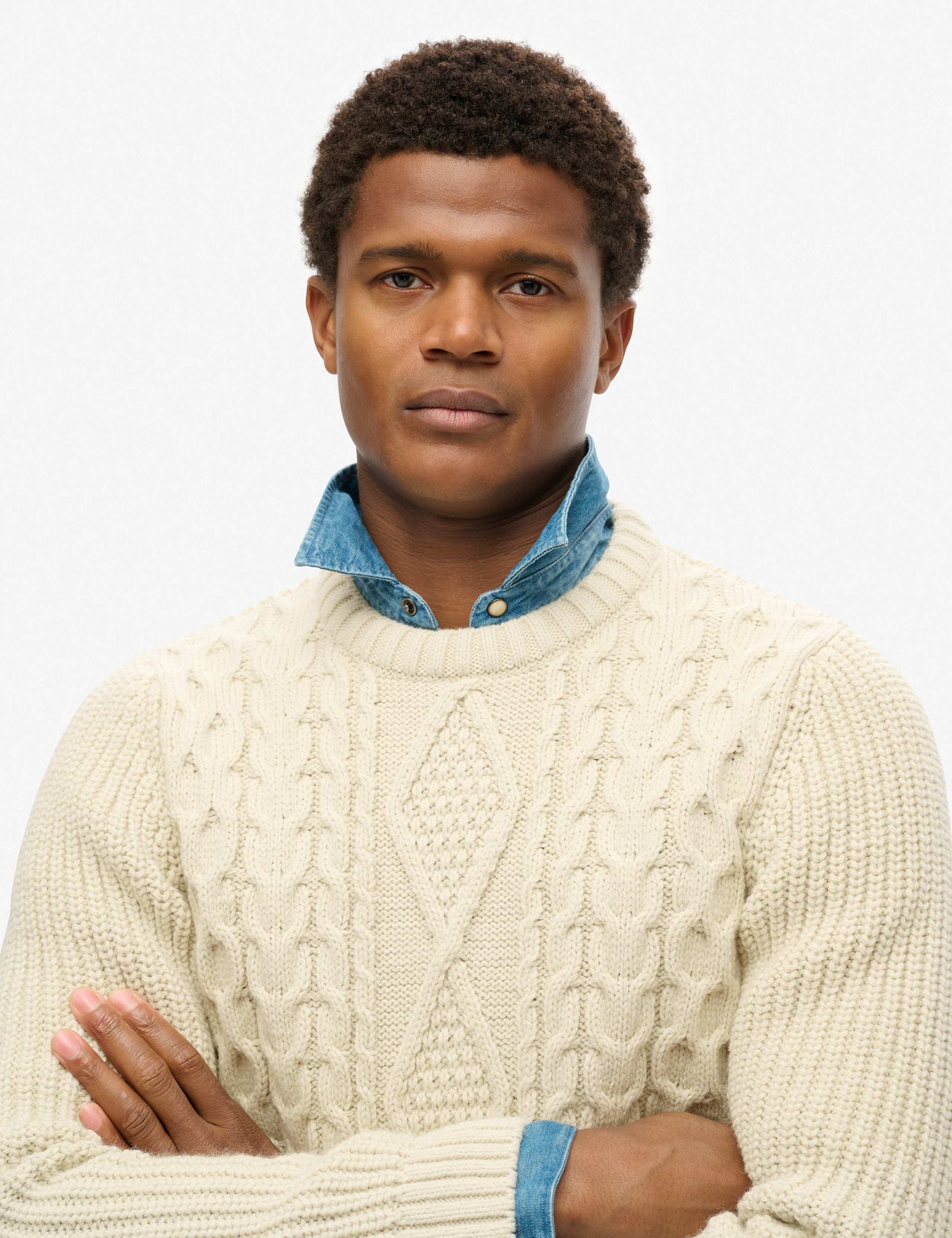 Wool Blend Cable Crew Neck Jumper 4 of 5