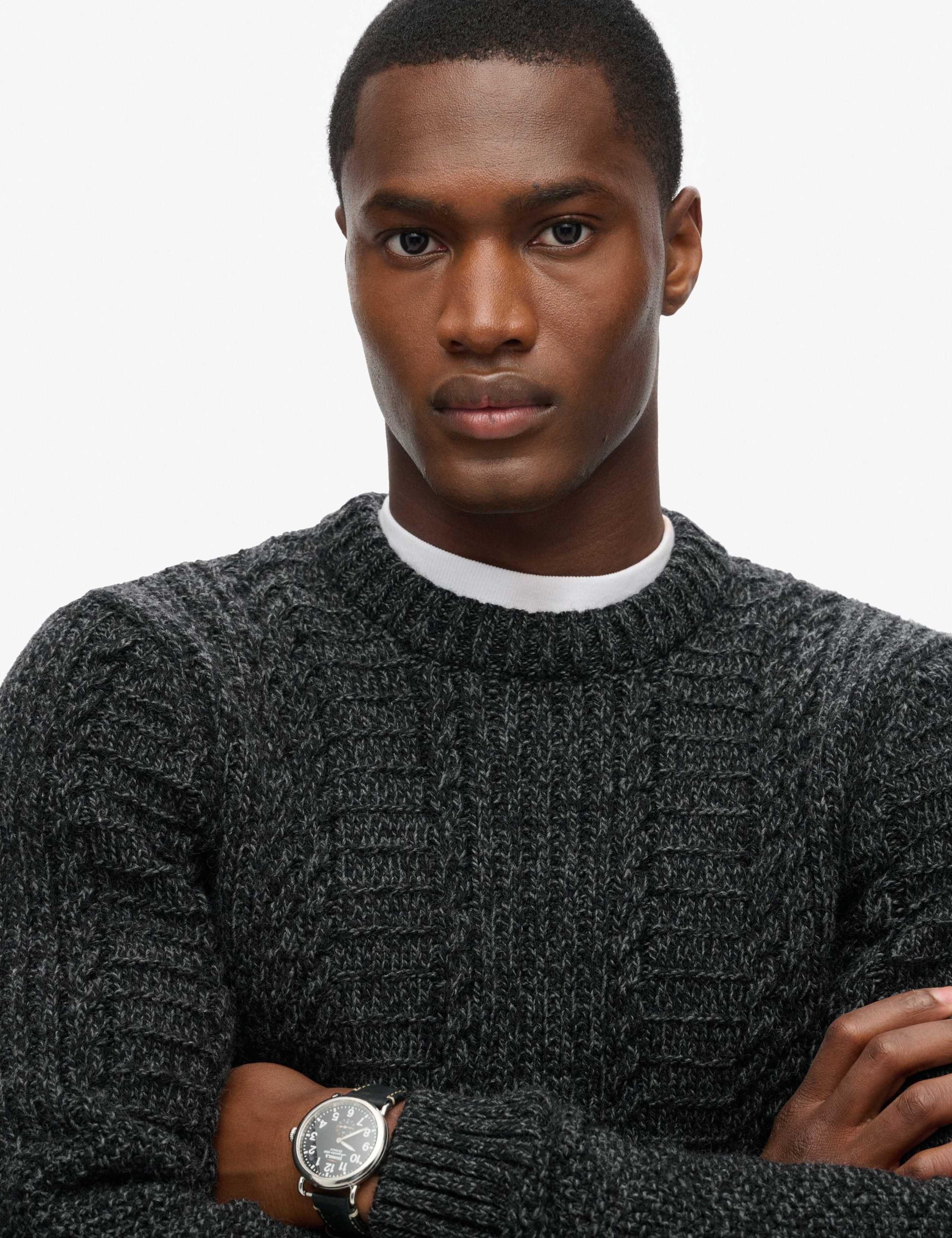 Wool Blend Cable Crew Neck Jumper 3 of 5