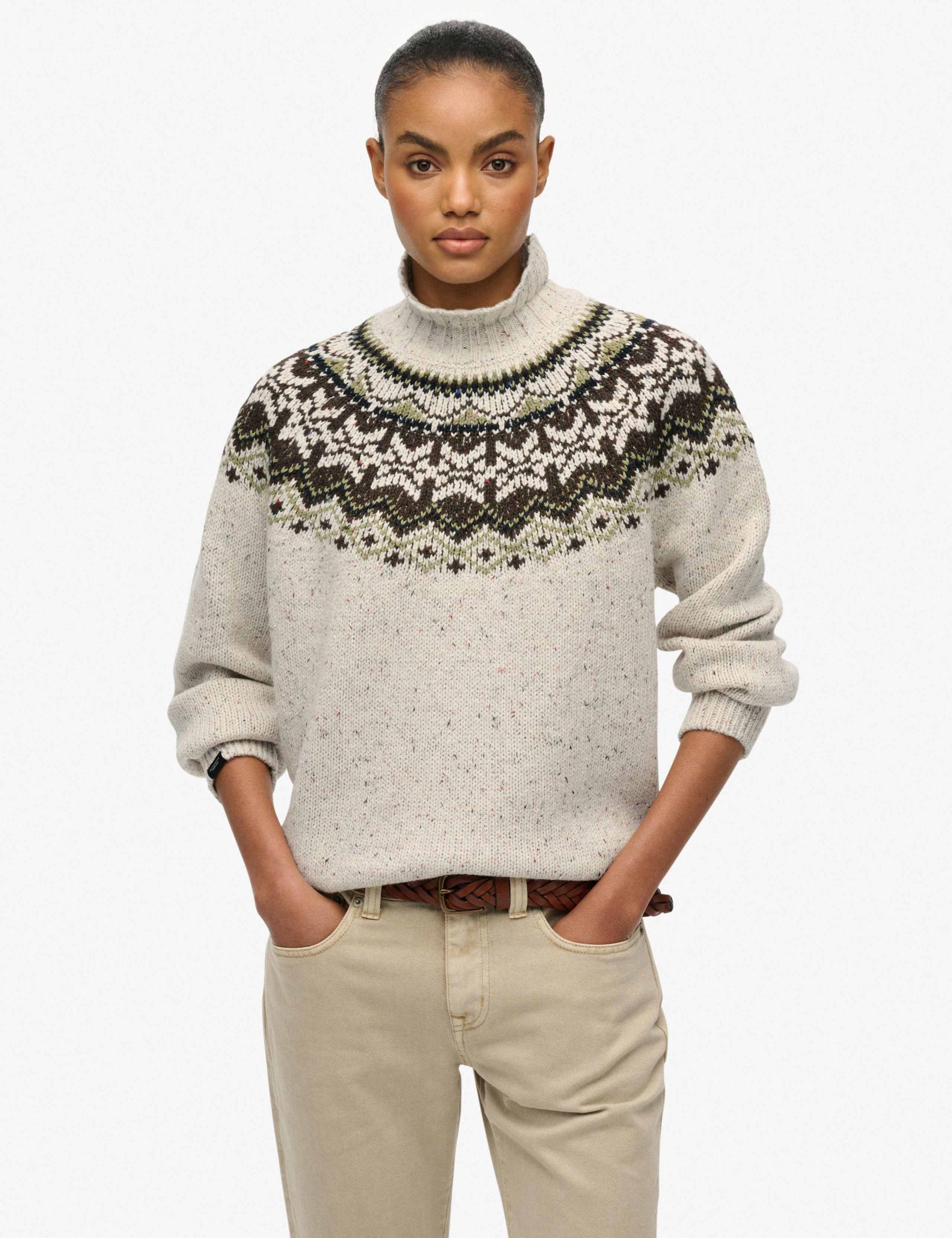 Fair Isle Funnel Neck Oversized Jumper 1 of 6