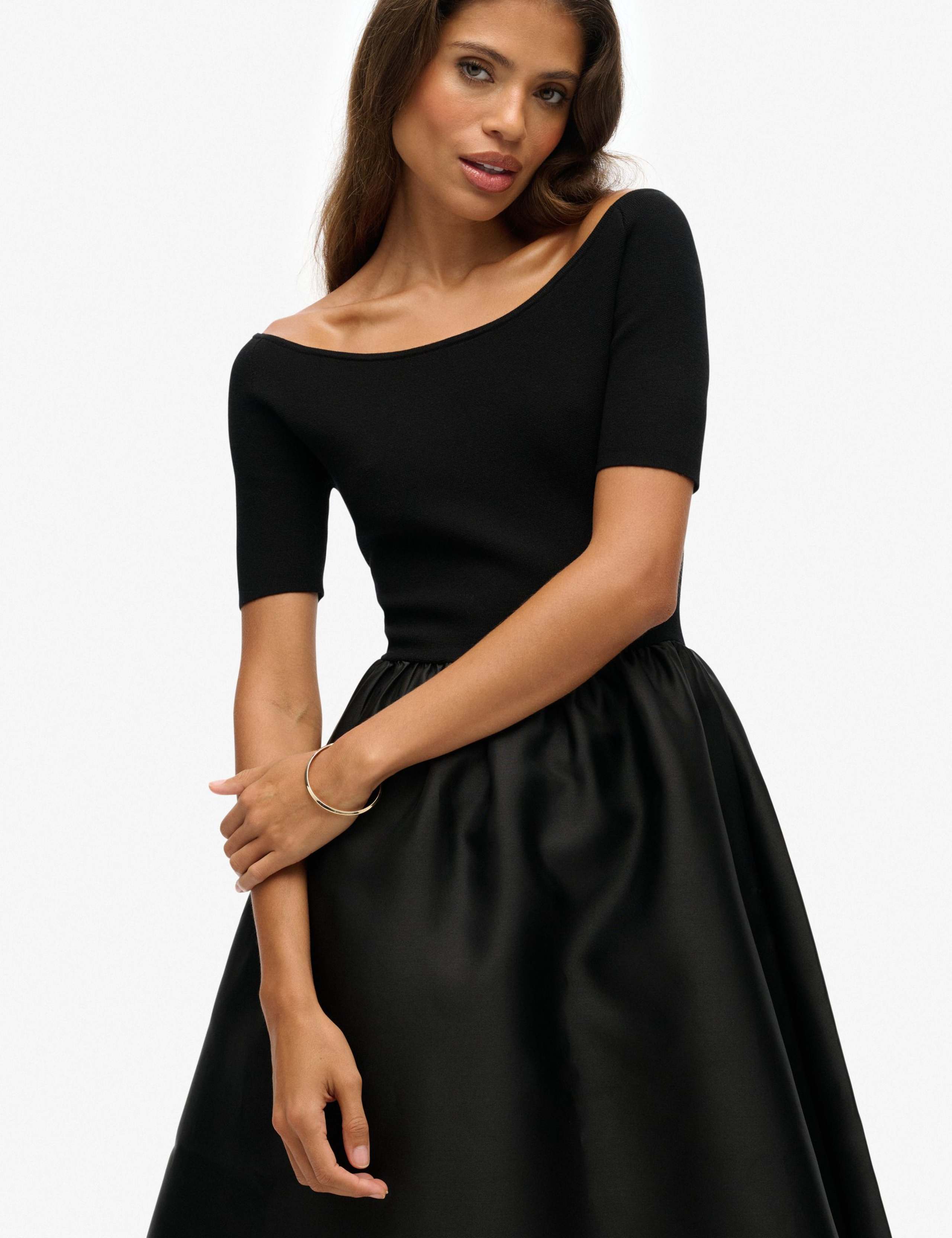 Contrast Texture Midi Relaxed Waisted Dress 6 of 8